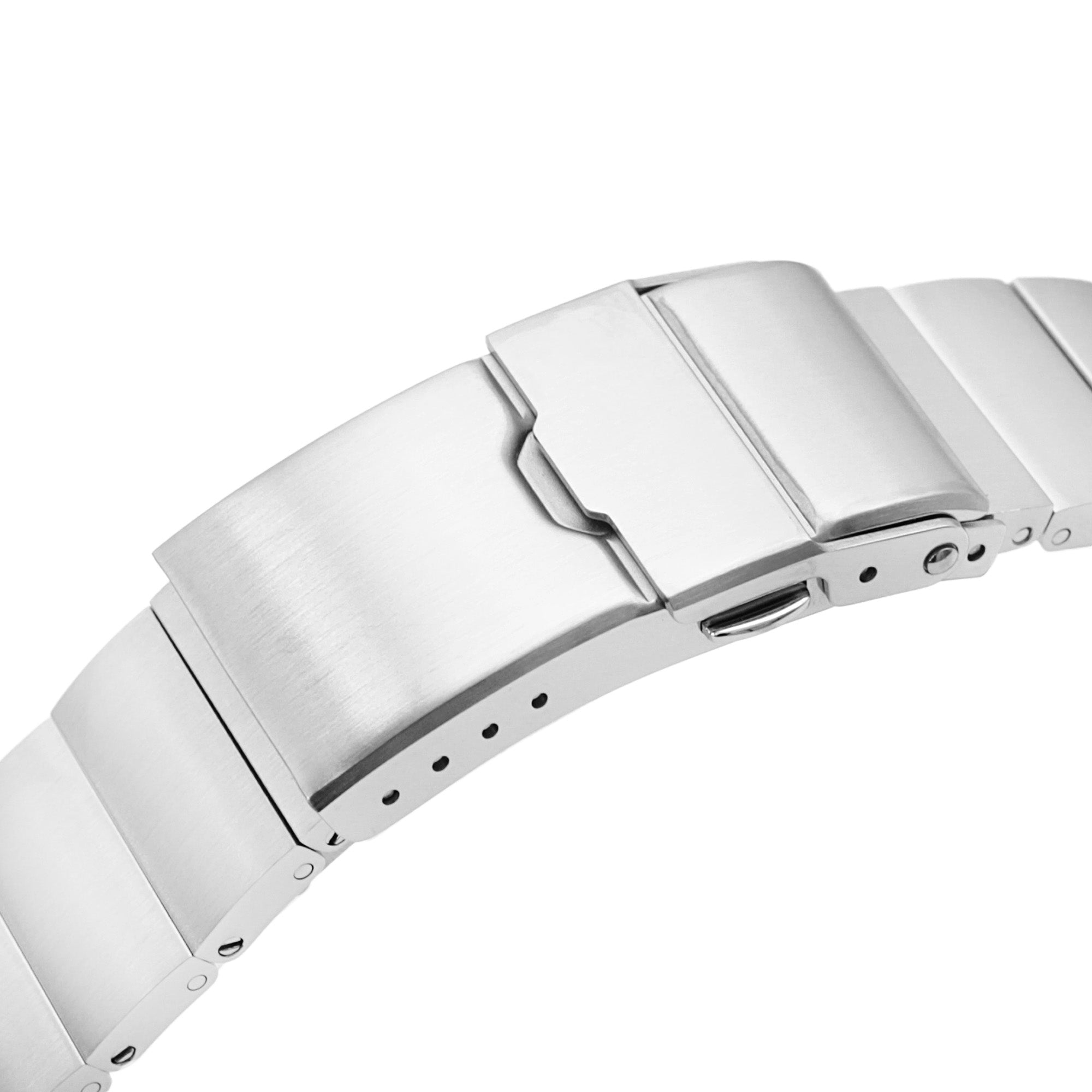 22mm Rollball II Watch Band for Seiko 5 Sports GMT SSK001 SSK003 SBSC003, Stainless Steel - Brushed, Baton Diver Clasp