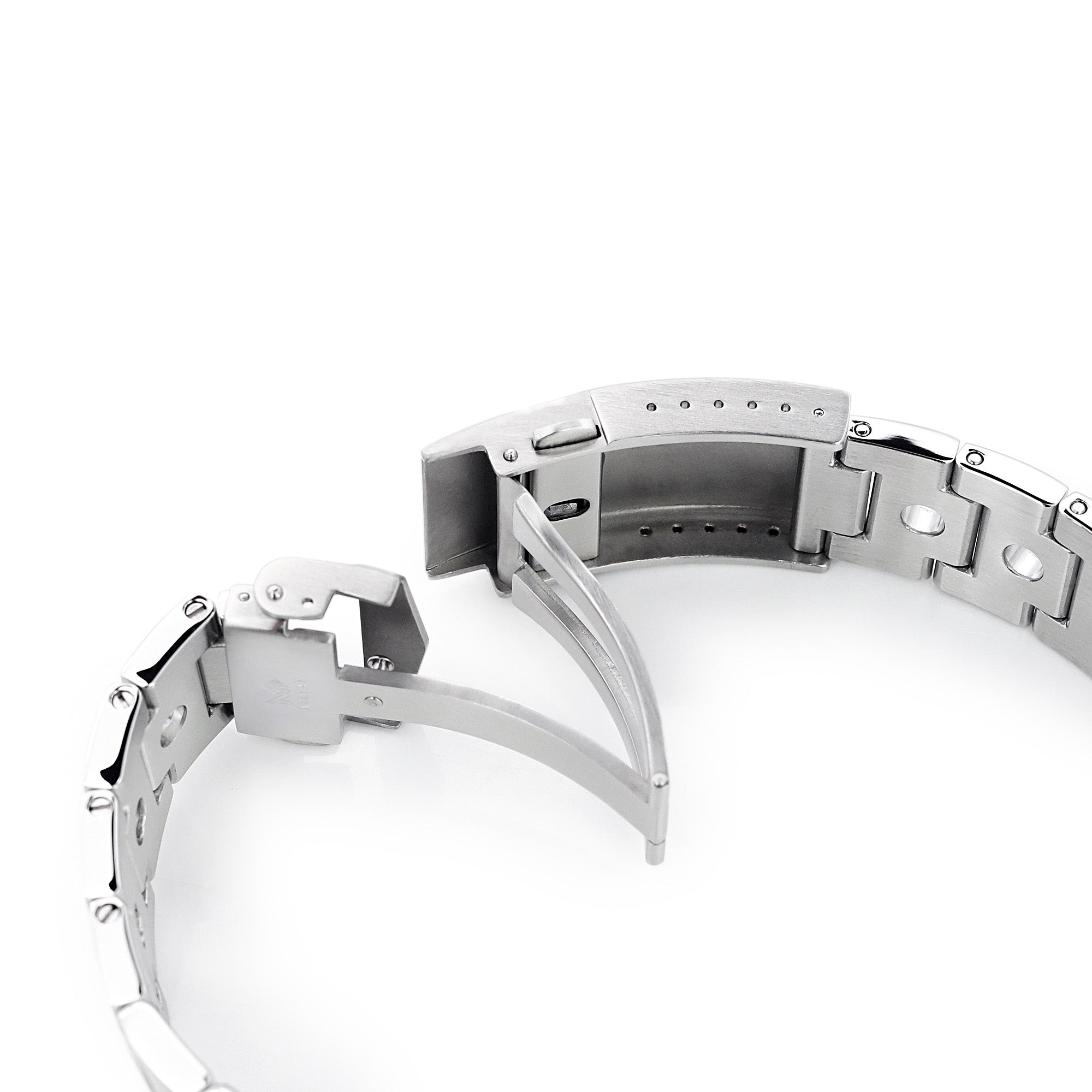 22mm Rollball Watch Band for Seiko SKX007 SKX009 SKX011, Stainless Steel - Brushed, V Diver Clasp