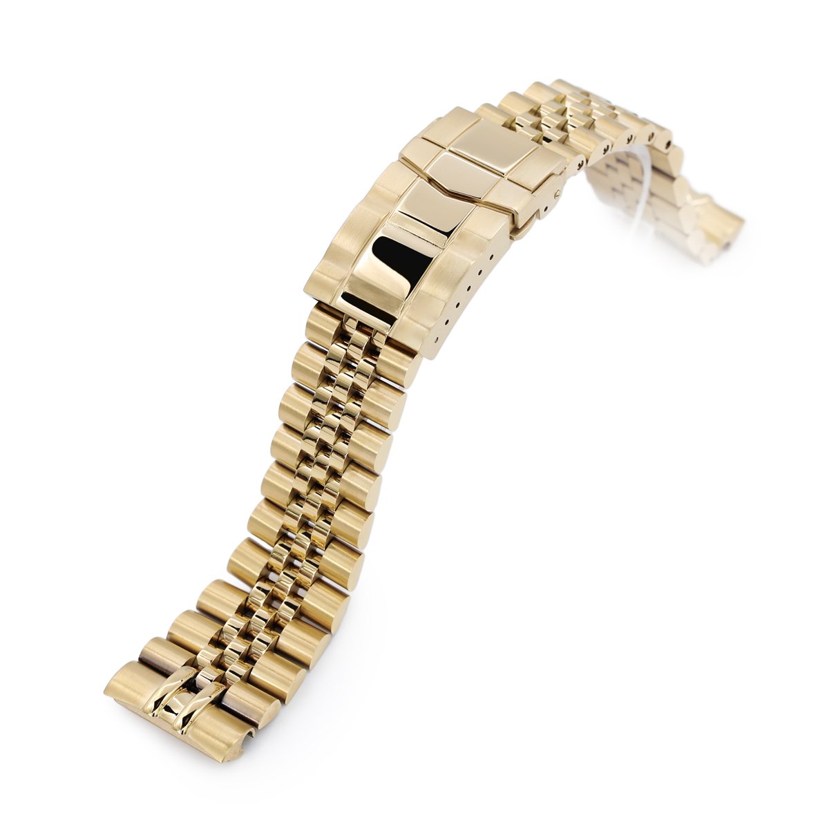 22mm Super-J Louis JUB Watch Band compatible with Seiko Gold Turtle SRPC44, 316L Stainless Steel SUB Clasp full IP Gold