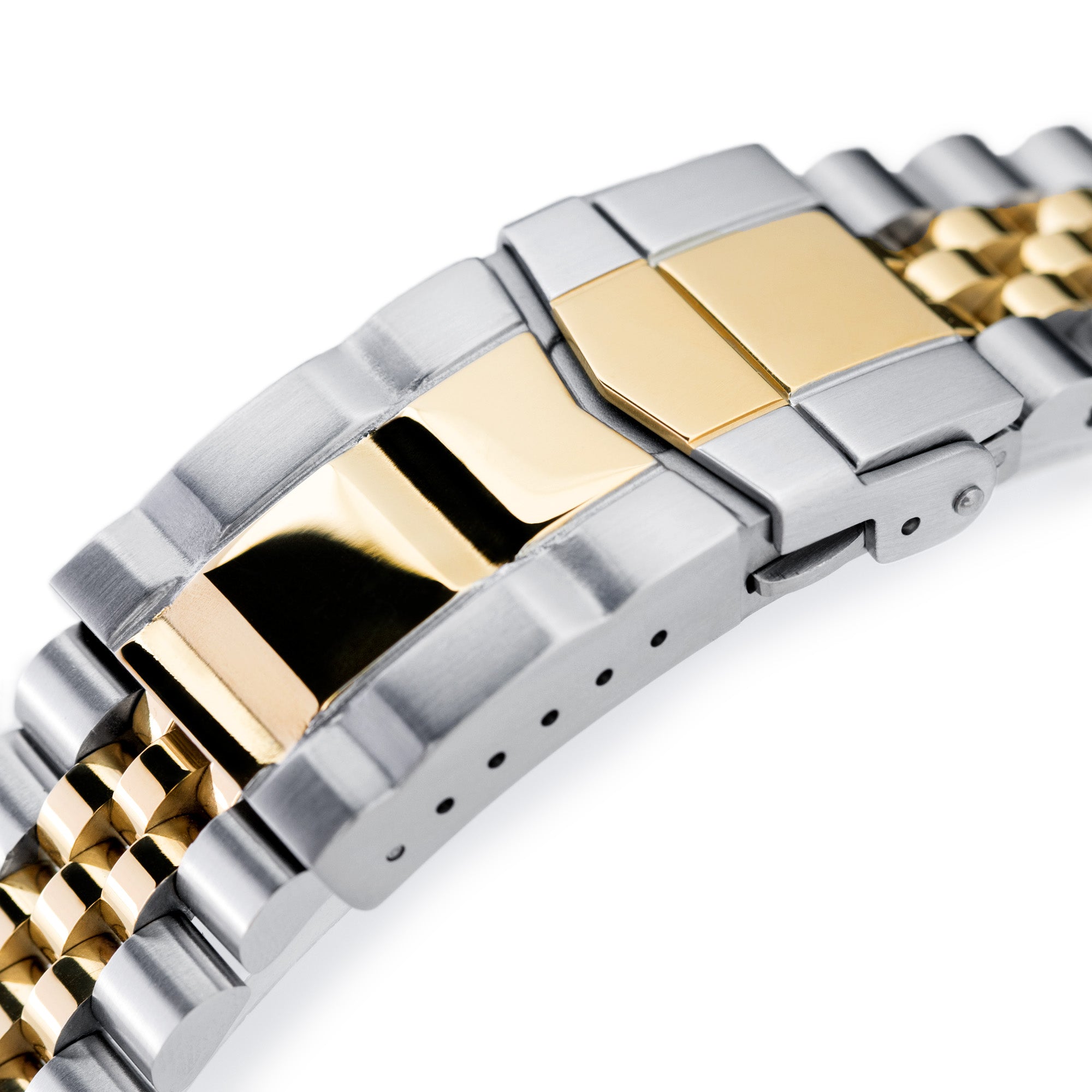 22mm Super-J Louis JUB Watch Band compatible with Seiko SKX007, 316L Stainless Steel Two Tone IP Gold with 2T SUB Clasp