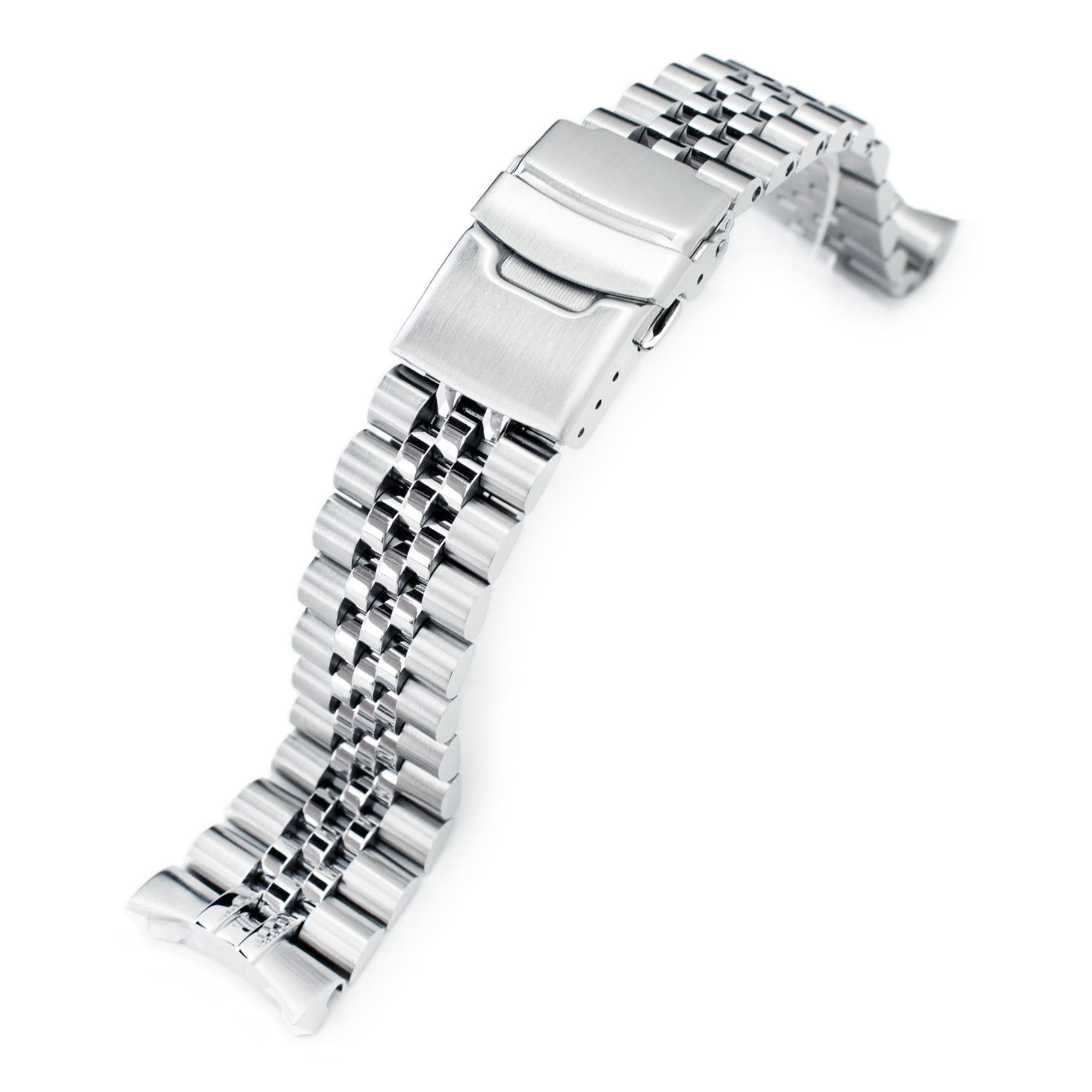 22mm Super-J Louis JUB Watch Band for Seiko SKX007 SKX009 SKX011, Stainless Steel - Brushed, Polished Center Links, Diver Clasp