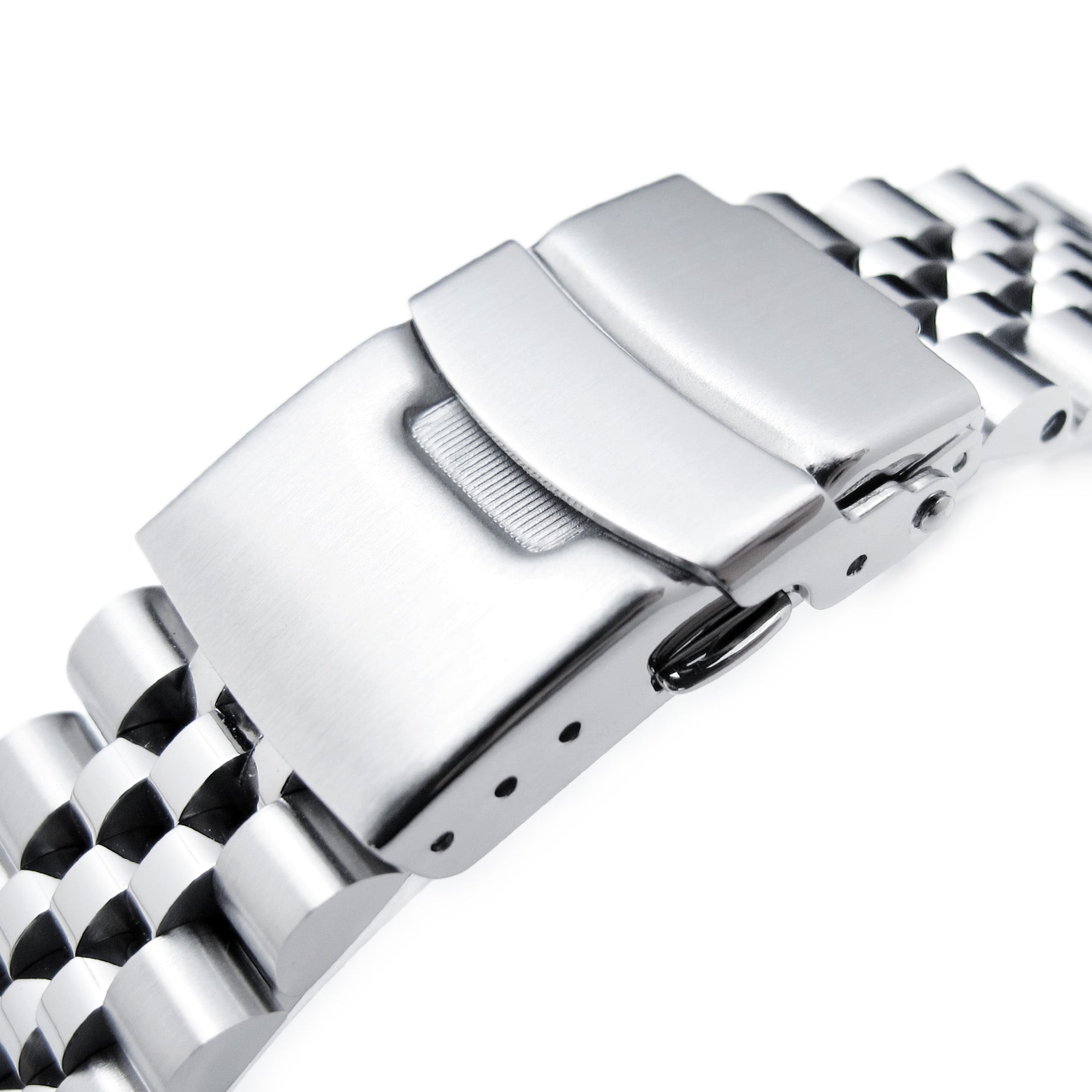 22mm Super-J Louis JUB Watch Band for Seiko SKX007 SKX009 SKX011, Stainless Steel - Brushed, Polished Center Links, Diver Clasp