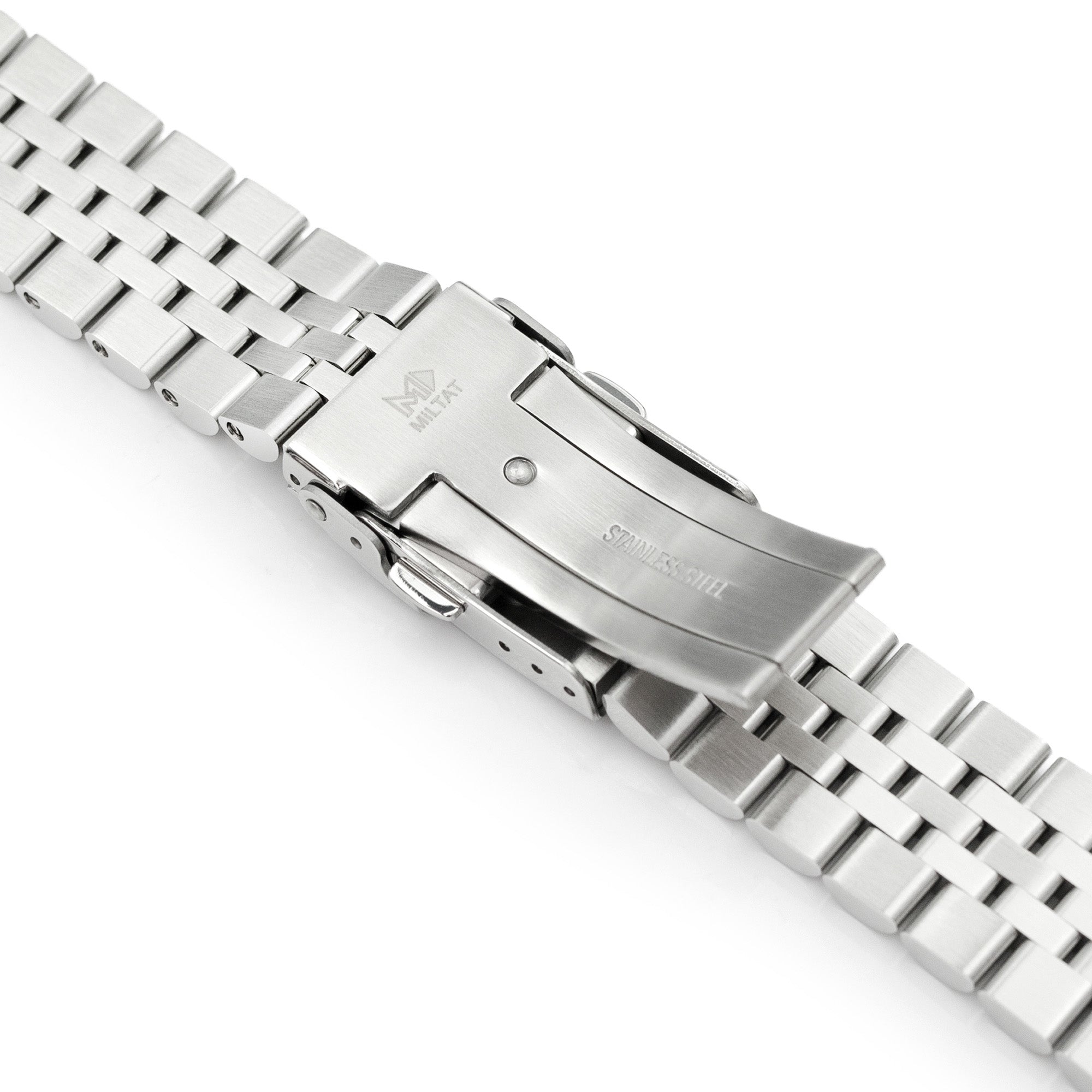 22mm Super-J Louis JUB Watch Band for Seiko SKX007 SKX009 SKX011, Stainless Steel - Brushed, Polished Center Links, Diver Clasp