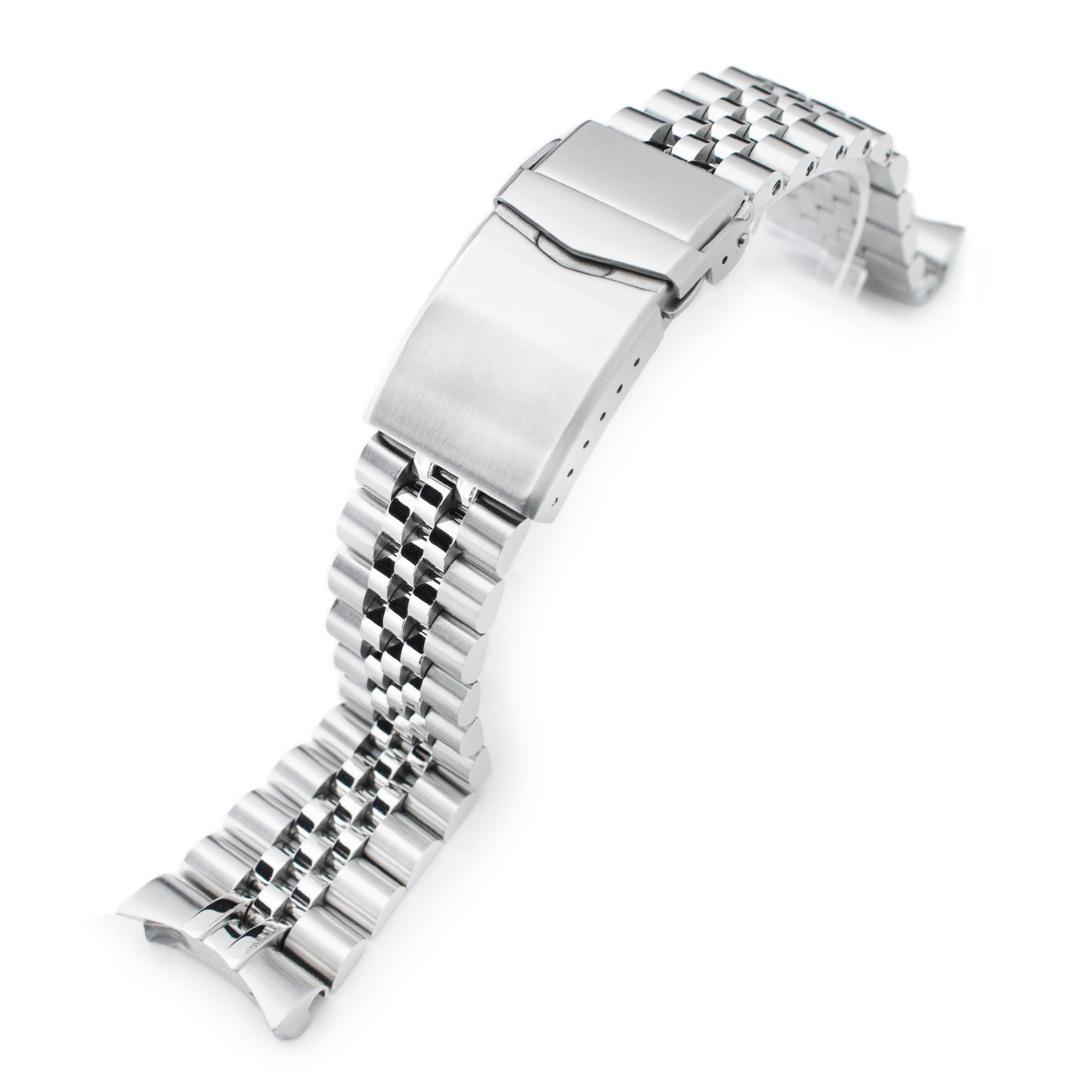 22mm Super-J Louis JUB Watch Band for Seiko SKX007 SKX009 SKX011, Stainless Steel - Brushed, Polished Center Links, V Diver Clasp