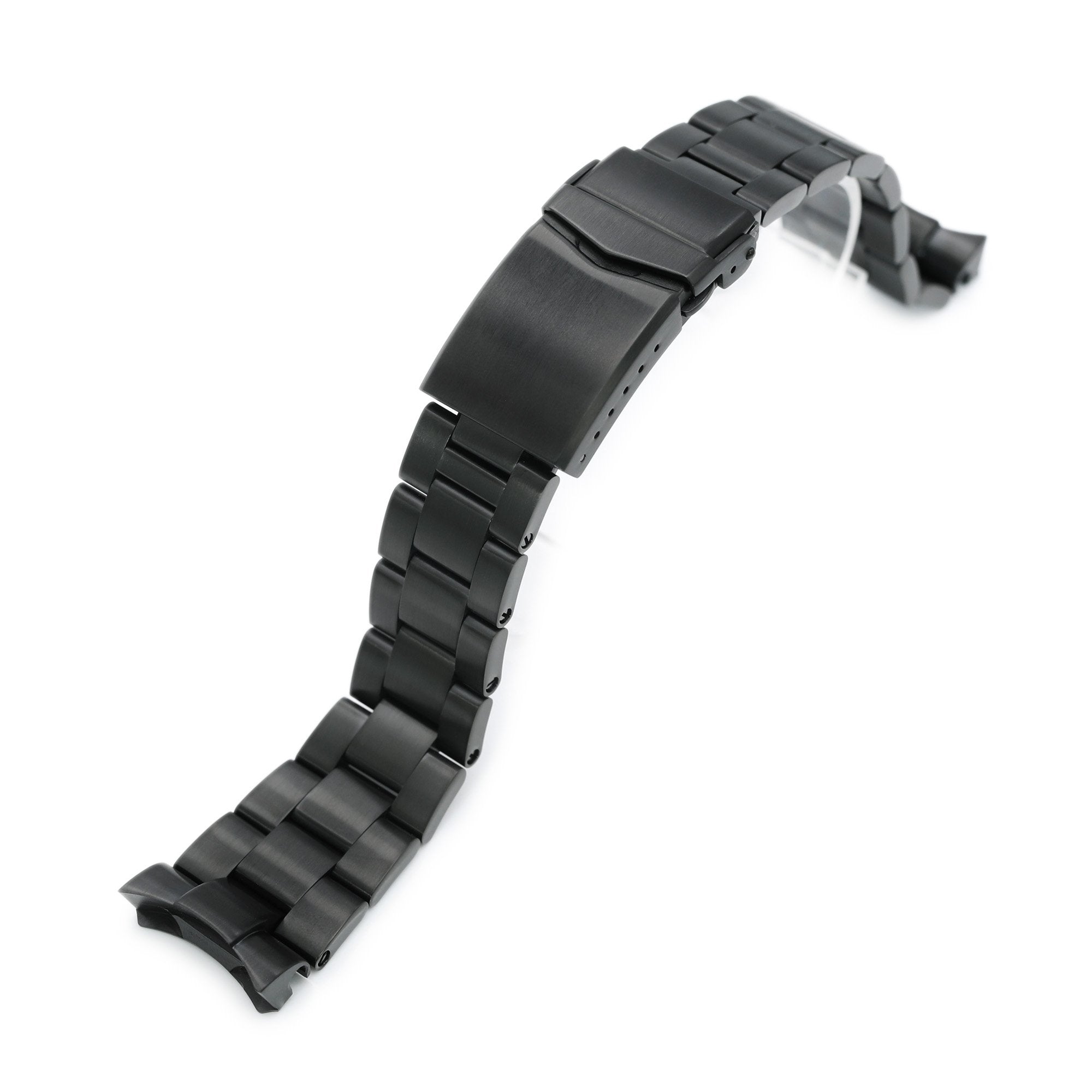 22mm Super-O Boyer Watch Band for Seiko SKX007 SKX009 SKX011, Stainless Steel - Brushed (DLC) Black Coating, V Diver Clasp