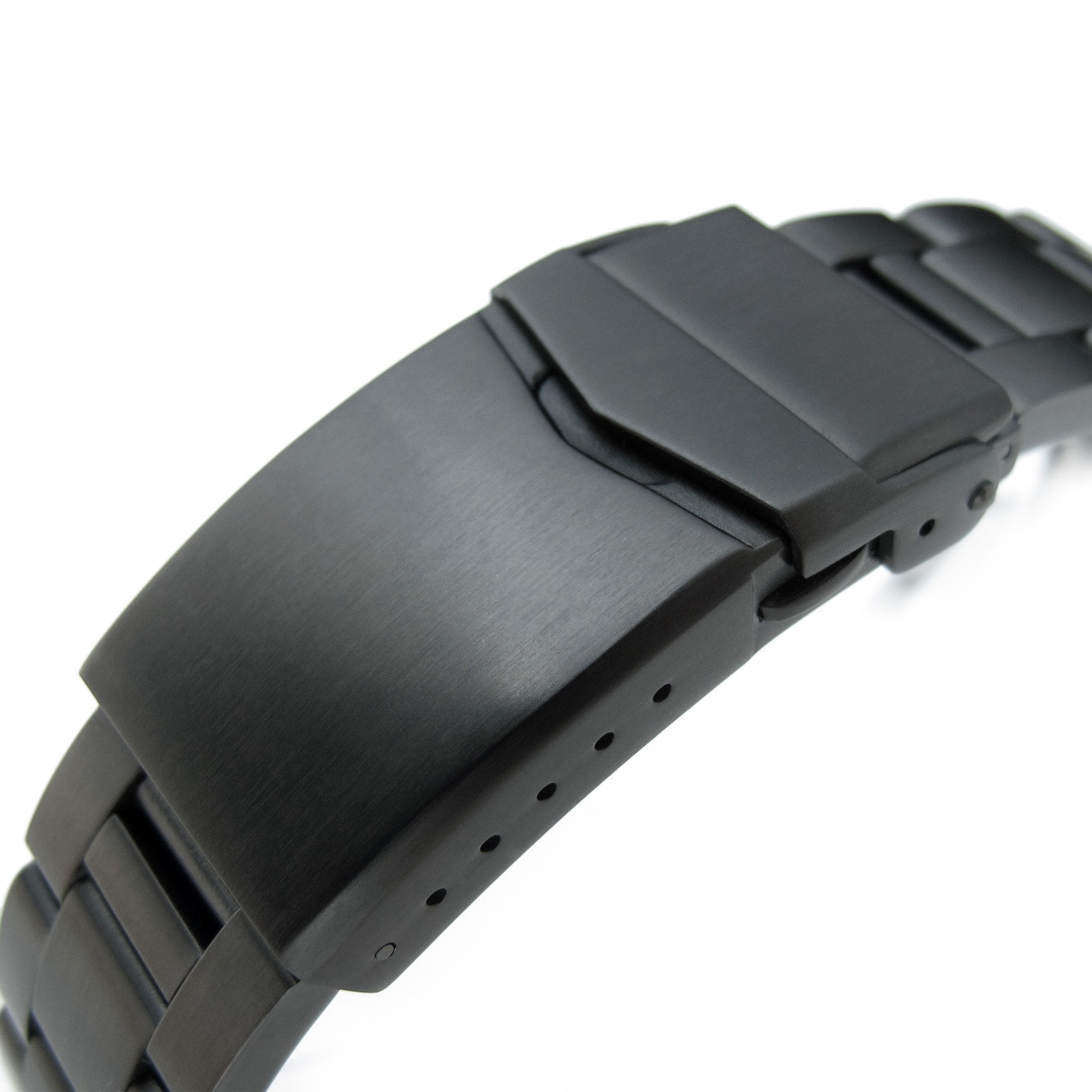 22mm Super-O Boyer Watch Band for Seiko SKX007 SKX009 SKX011, Stainless Steel - Brushed (DLC) Black Coating, V Diver Clasp