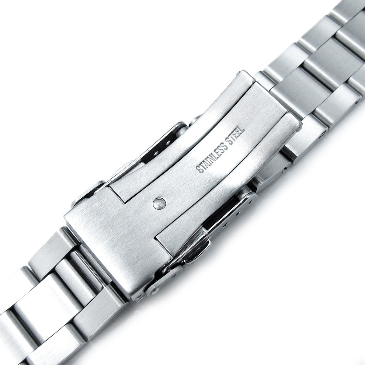 22mm Super-O Boyer Watch Band for Seiko SKX007 SKX009 SKX011, Stainless Steel - Brushed, Polished Center Links, Diver Clasp