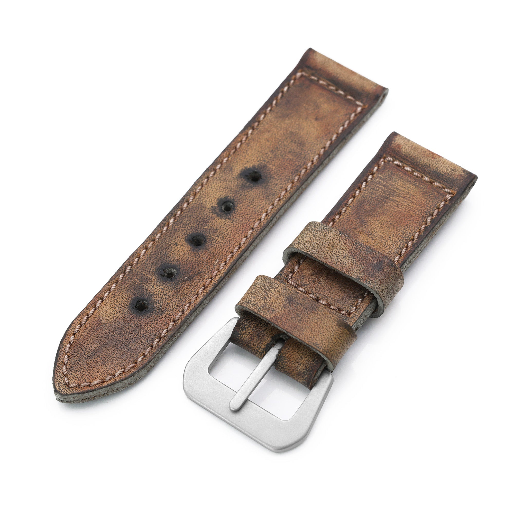 26mm Gunny X MT MISSION IMPOSSIBLE MI project Vintage Brown Leather Watch Strap