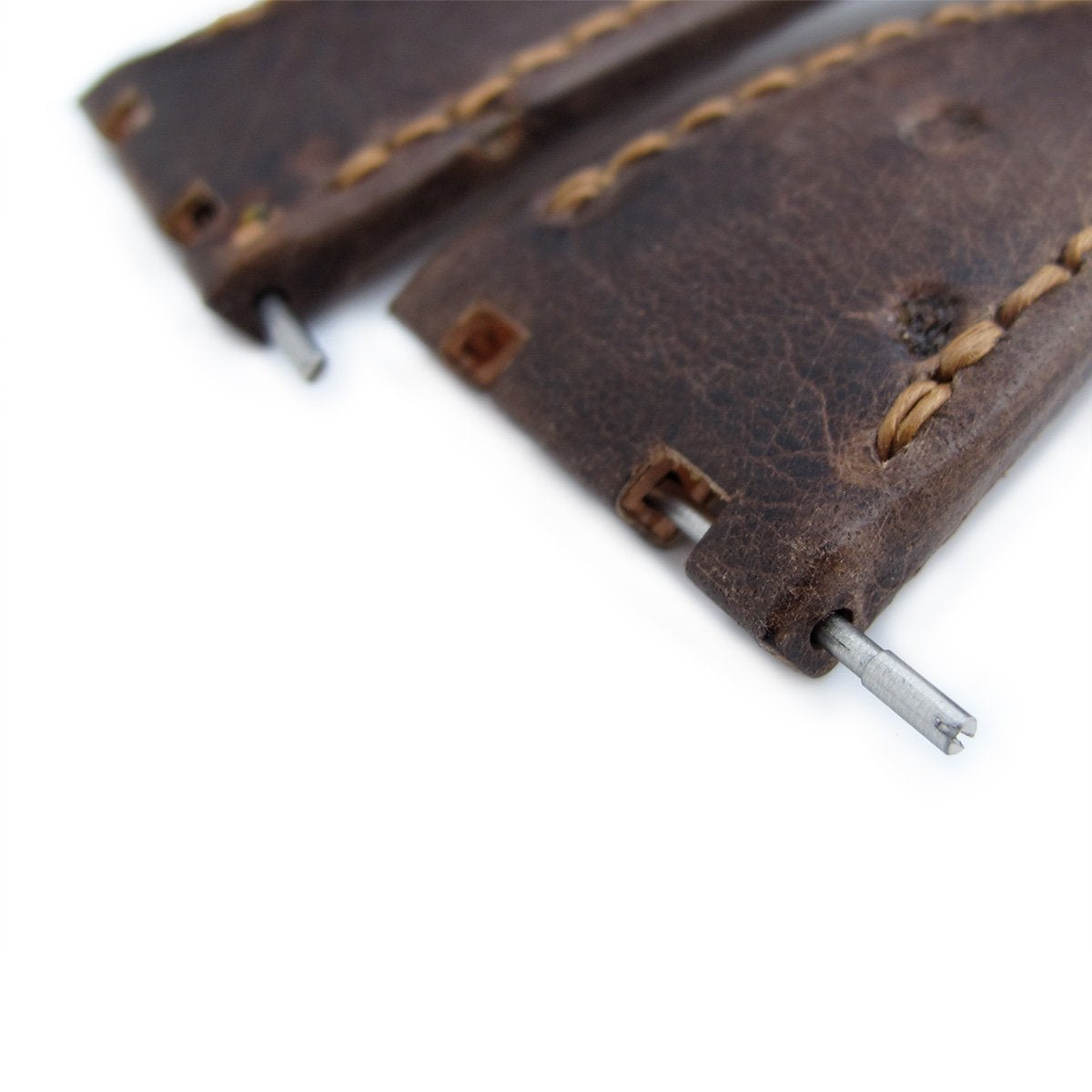Dark Brown Chesse Holes Leather of Art Watch Strap, Brown Wax thread, compatible with Audemars Piguet Royal Oak Offshore