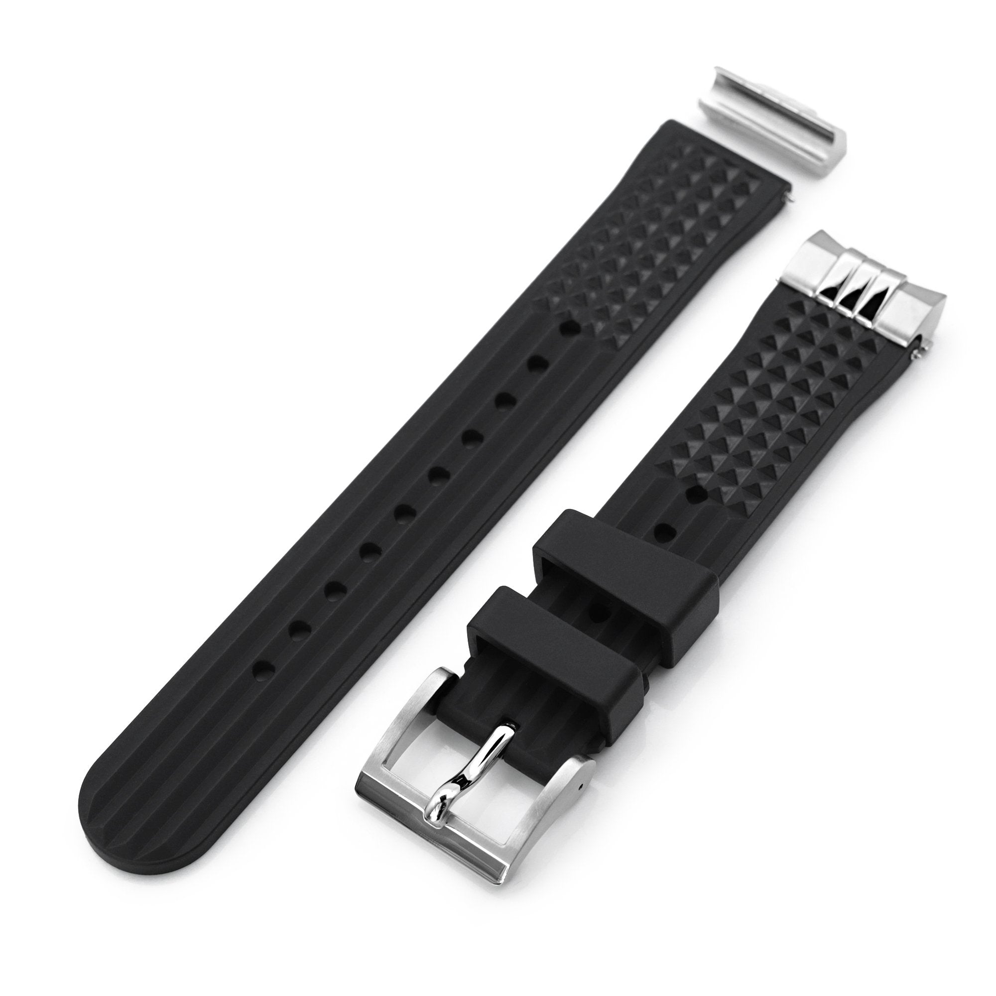 Endlink Plus Chaffle Black FKM Rubber watch strap compatible with Seiko Sumo SPB103