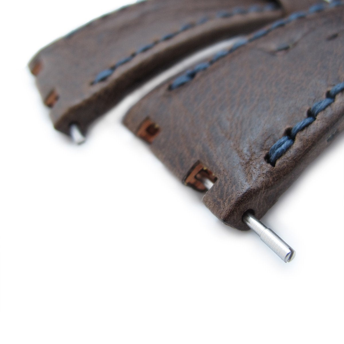 Scratch Brown Pattern Leather of Art Watch Strap, Dark Navy Wax thread , compatible with Audemars Piguet Royal Oak Offshore