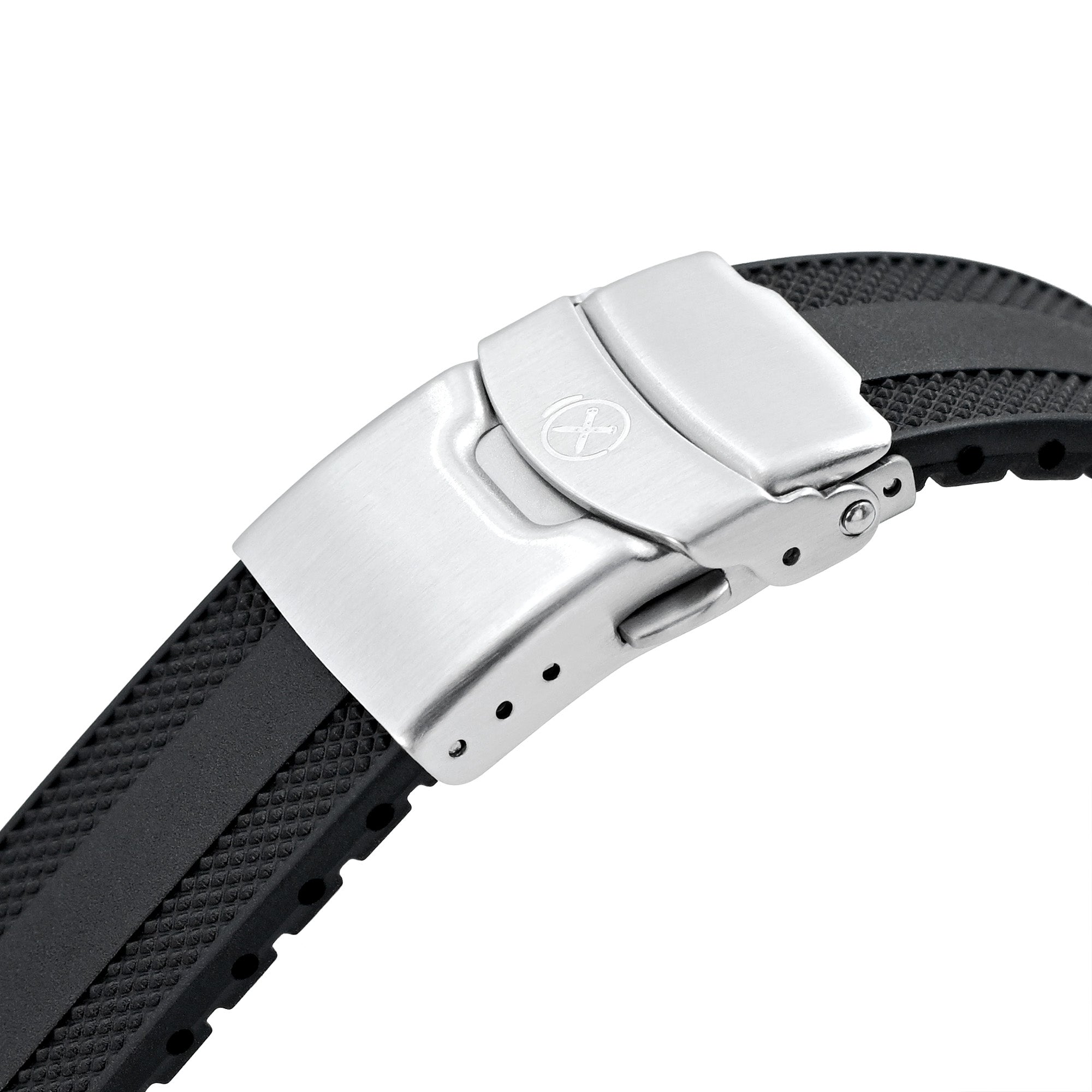 StrapXPro - Black SMX03A Rubber Strap compatible with Seiko Speedtimer SSC813 Series