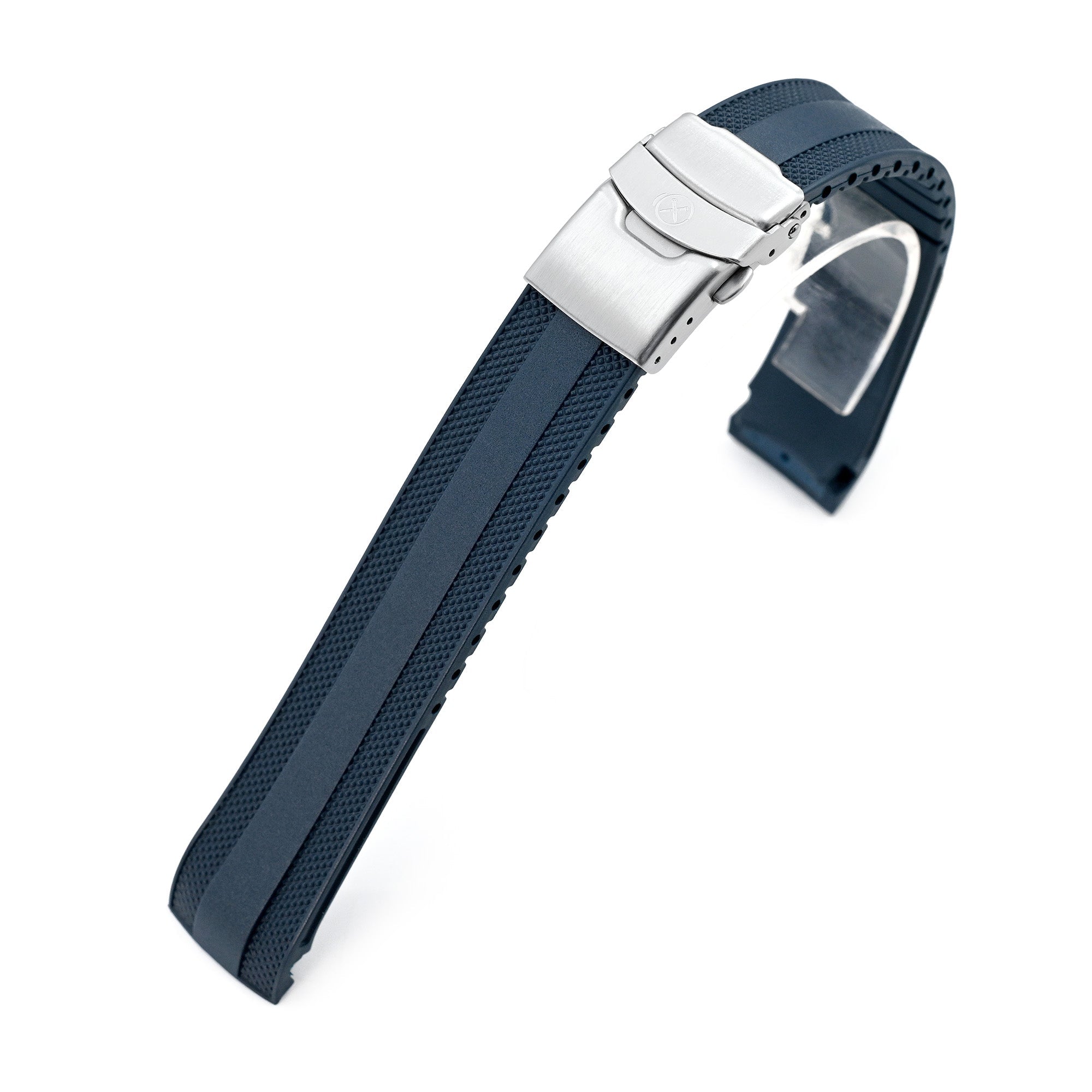 StrapXPro - Navy Blue SMX03A Rubber Strap compatible with Seiko Speedtimer SSC813 Series