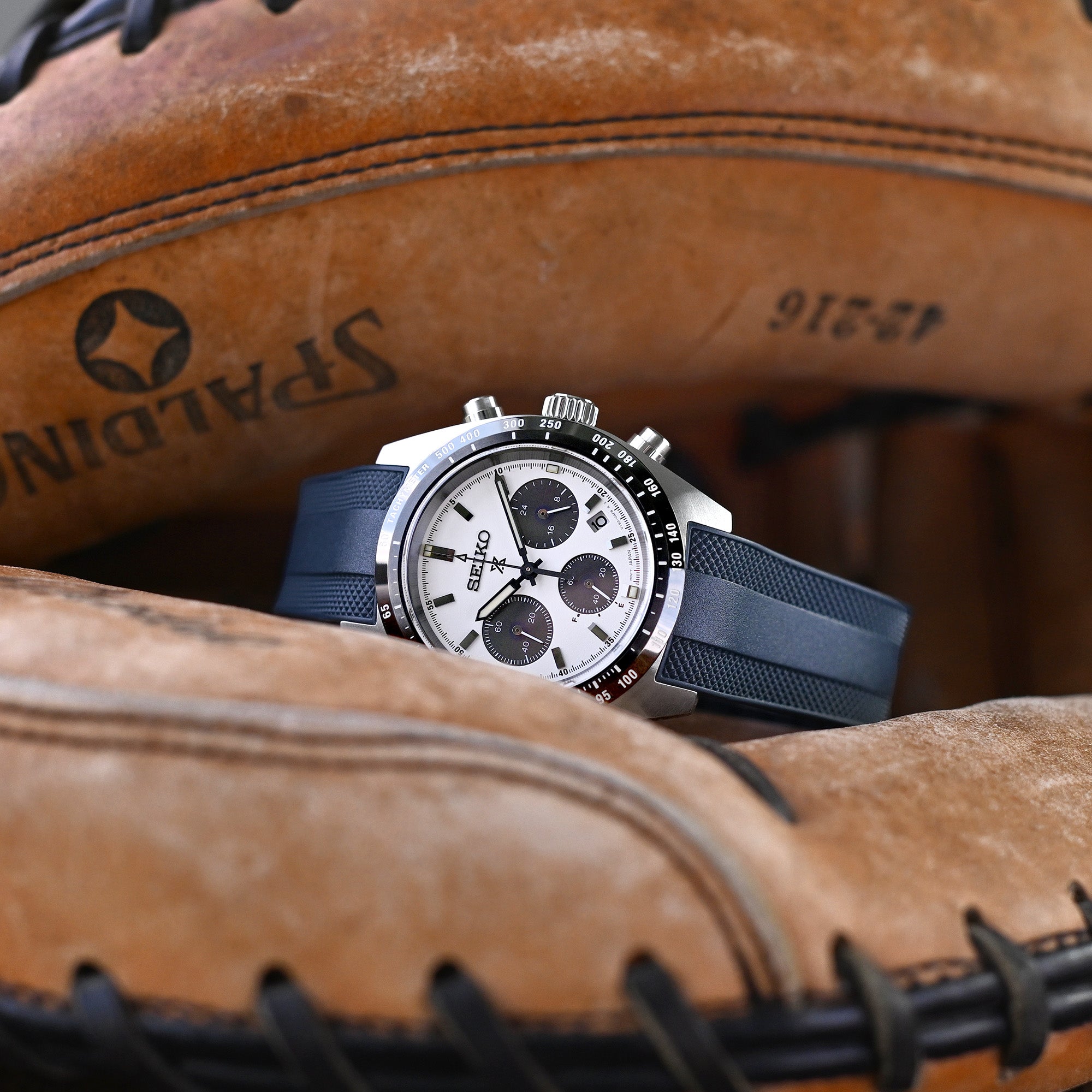 StrapXPro - Navy Blue SMX03A Rubber Strap compatible with Seiko Speedtimer SSC813 Series