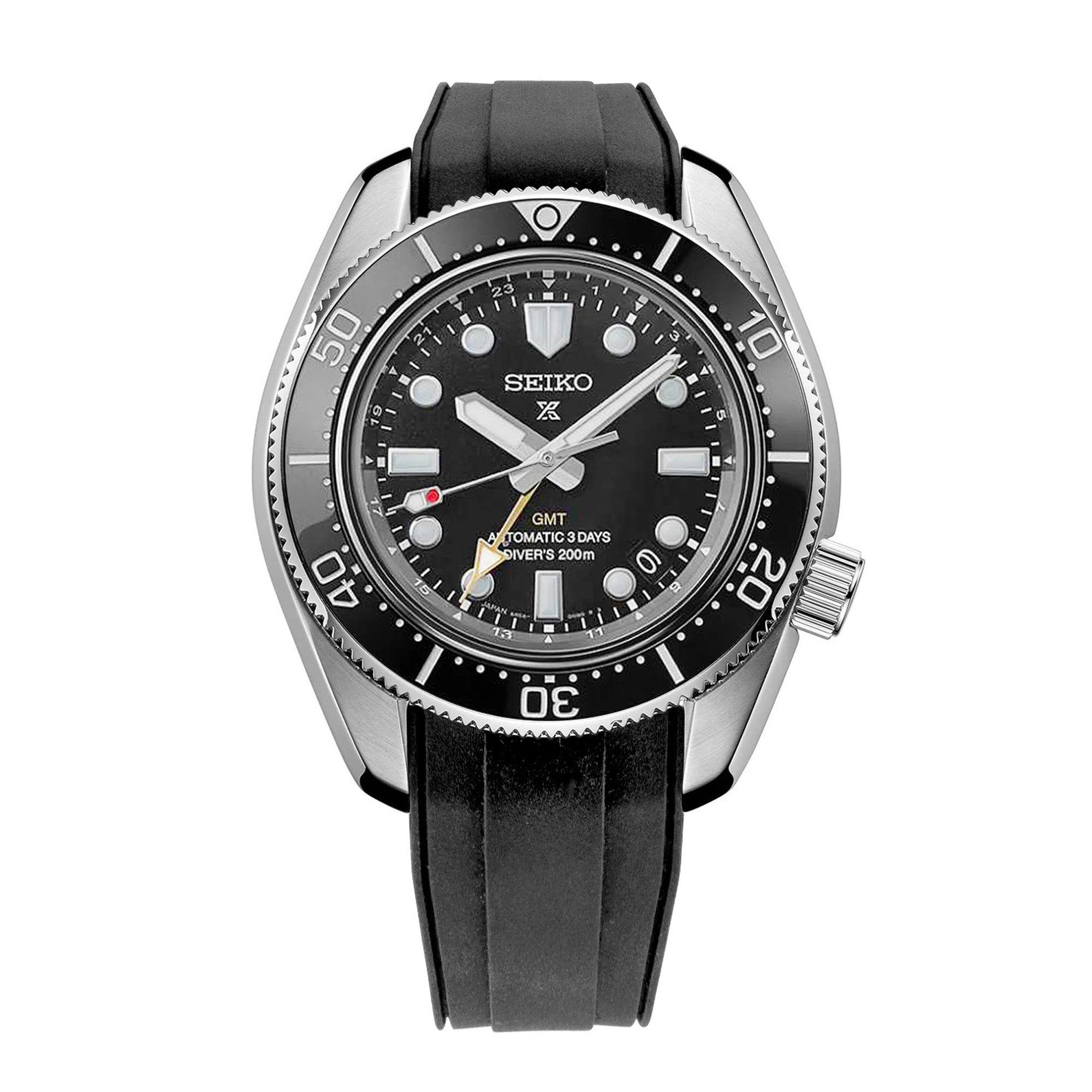 StrapXPro - SBX1A Rubber Strap for Seiko Prospex 1968 Diver's Modern Re-interpretation MM200 GMT Series SPB381, Black