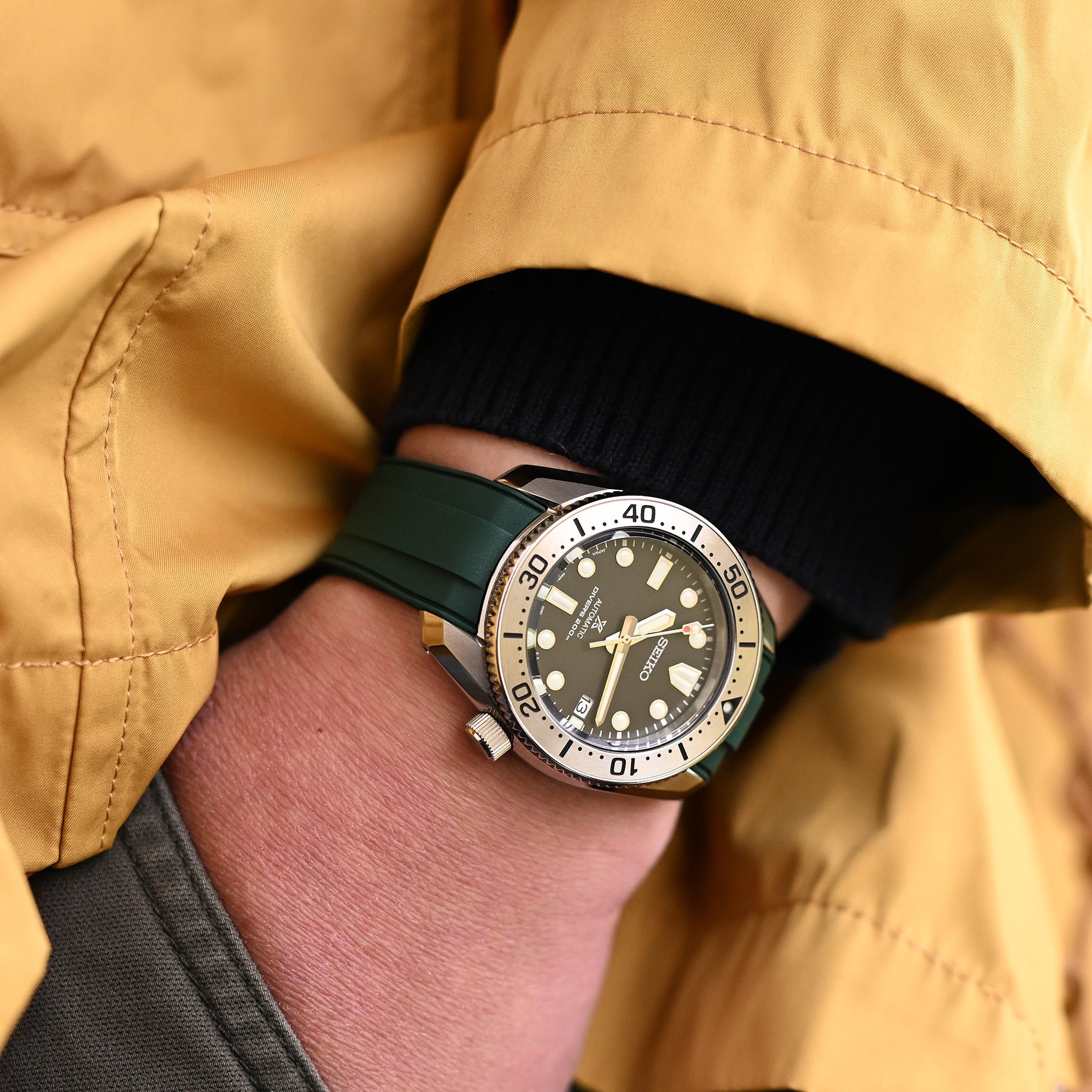 StrapXPro - SBX1A Rubber Strap for Seiko Prospex Steelmaster SPB185 Series, Green