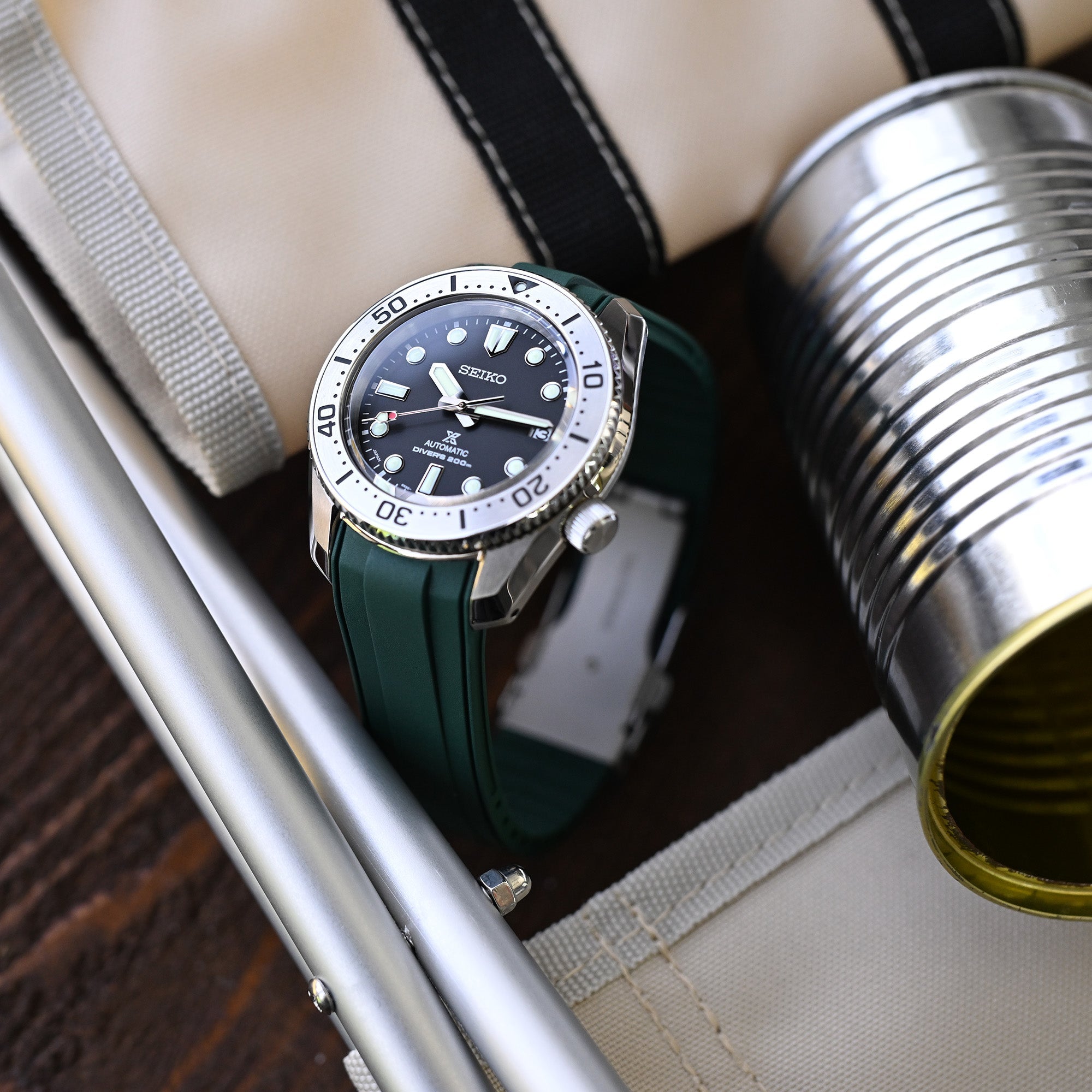 StrapXPro - SBX1A Rubber Strap for Seiko Prospex Steelmaster SPB185 Series, Green