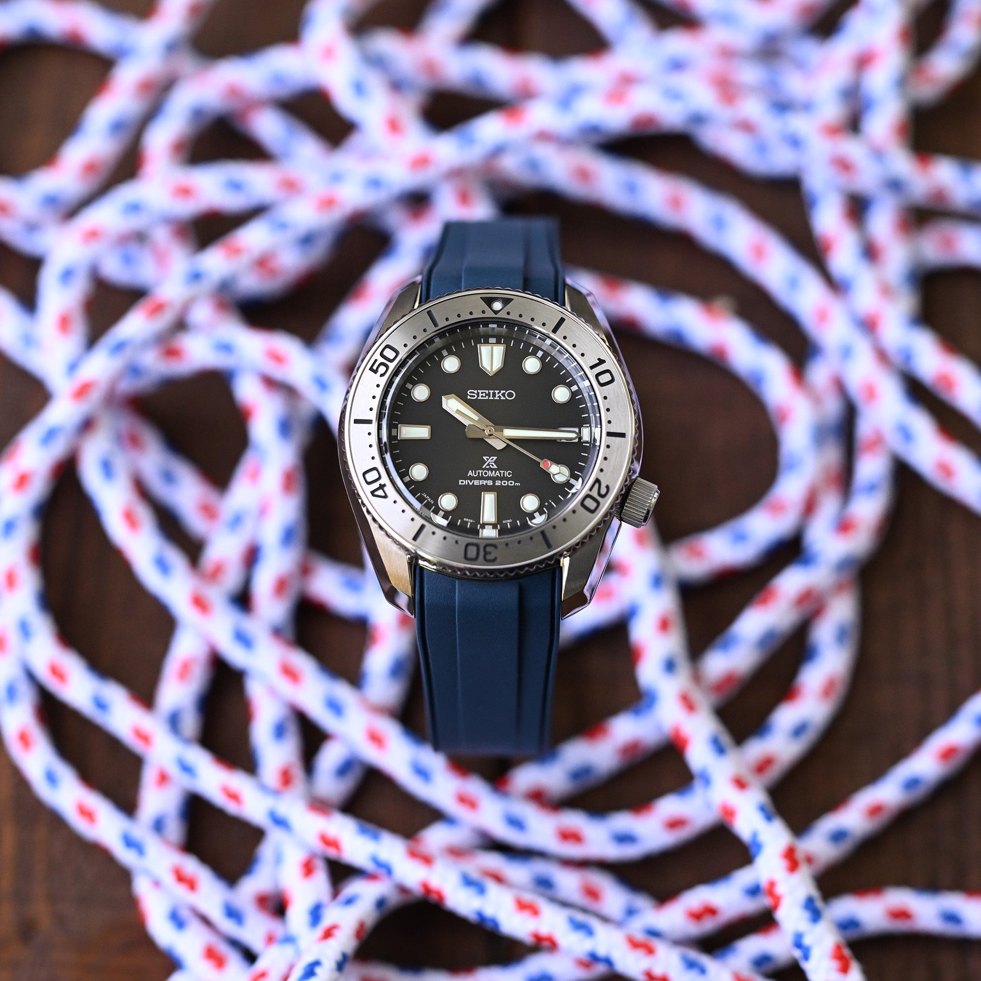 StrapXPro - SBX1A Rubber Strap for Seiko Prospex Steelmaster SPB185 Series, Navy Blue