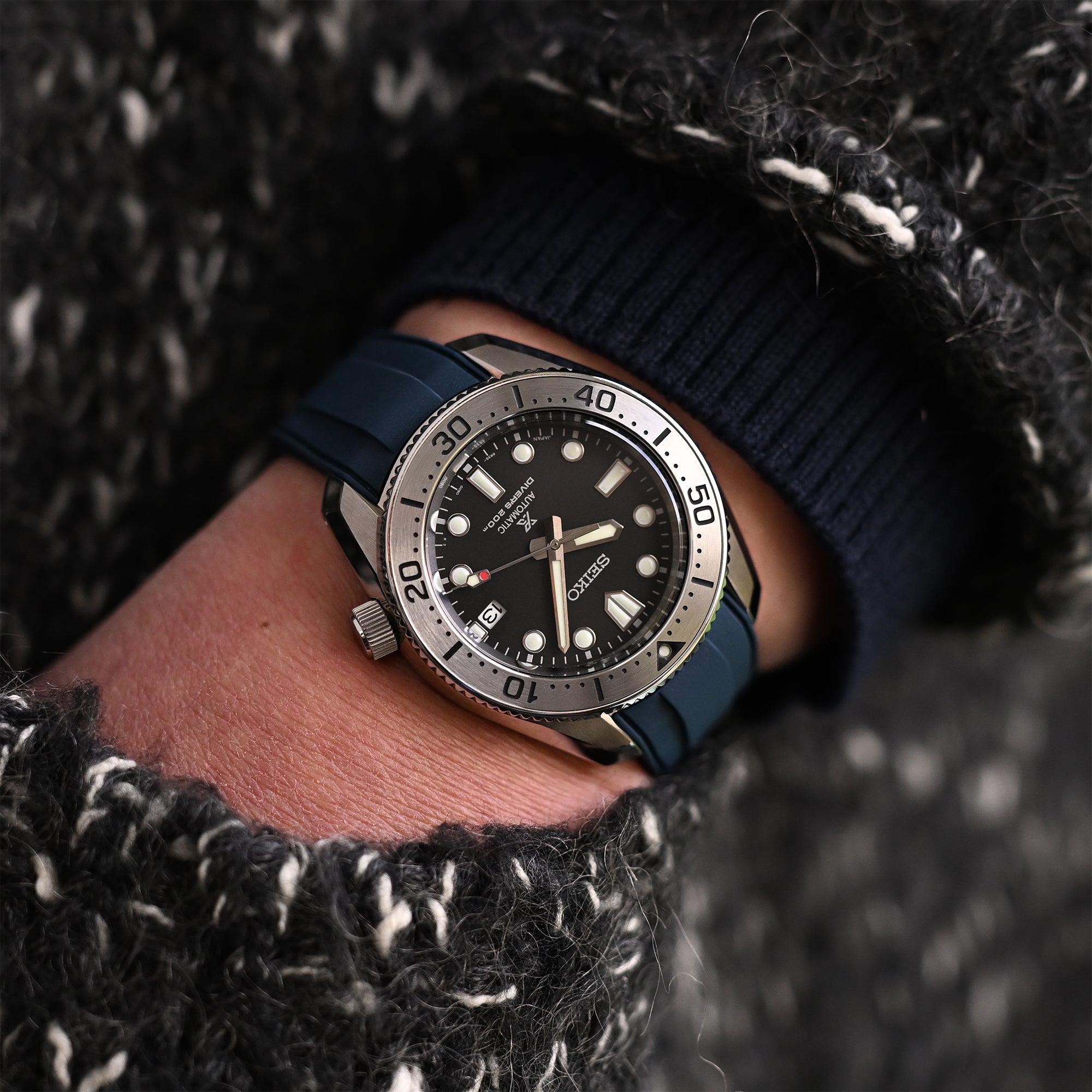 StrapXPro - SBX1A Rubber Strap for Seiko Prospex Steelmaster SPB185 Series, Navy Blue