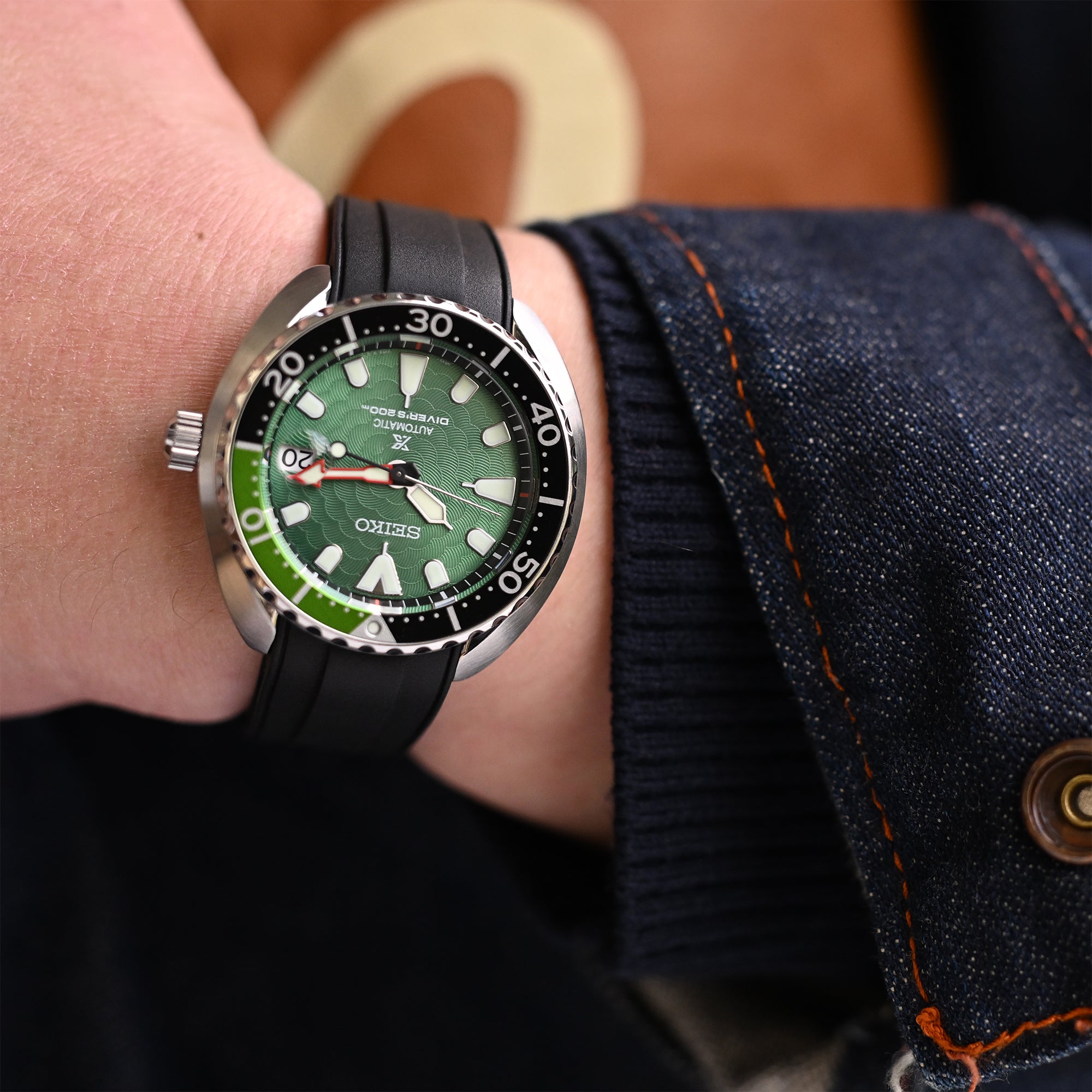 StrapXPro - SBX2B Rubber Strap for Seiko Prospex Mini Turtle Series SRPC35 SBDY109 SBDY085, Black