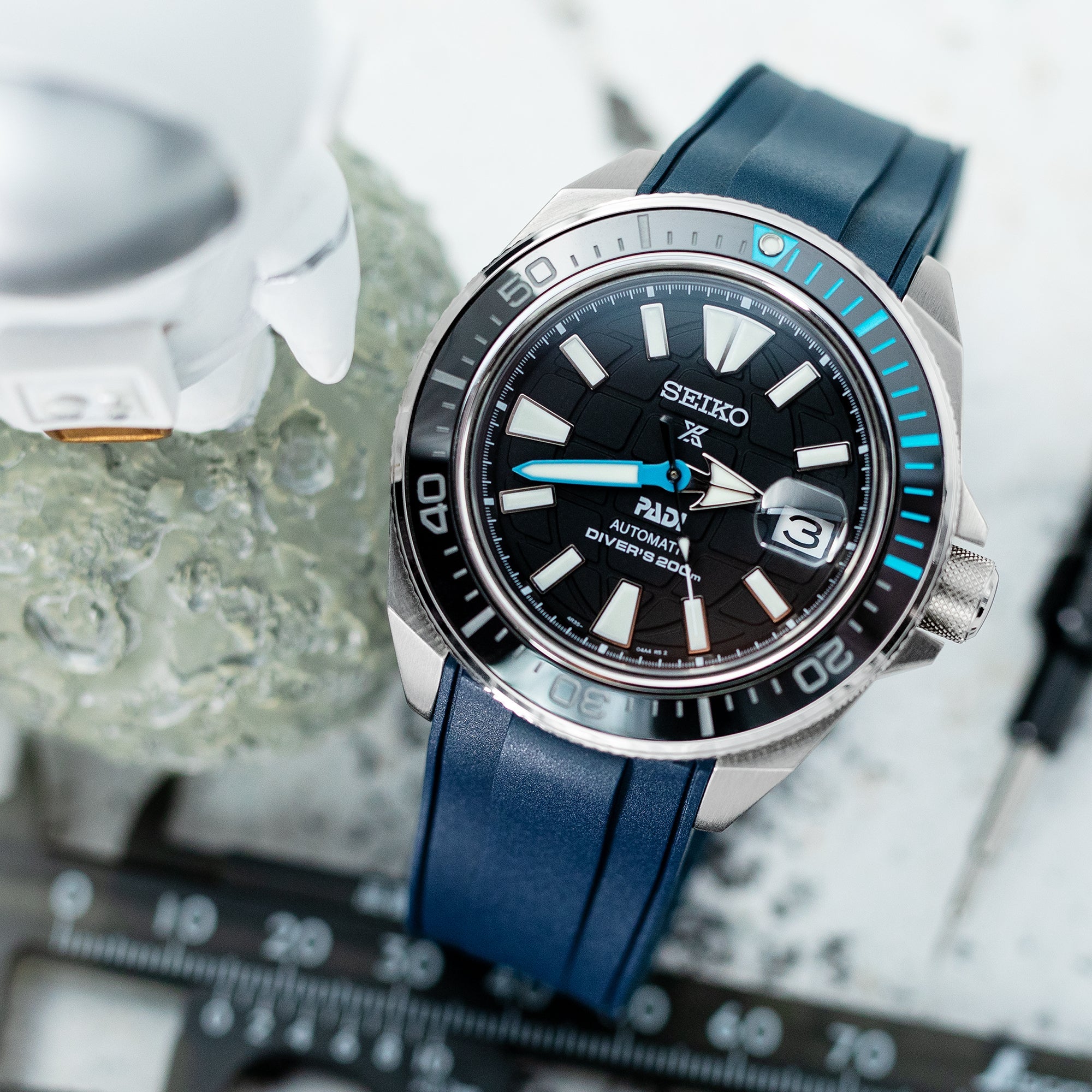StrapXPro - SRX1A Vulcanized Rubber Strap for Seiko Samruai, King Samruai, Blue