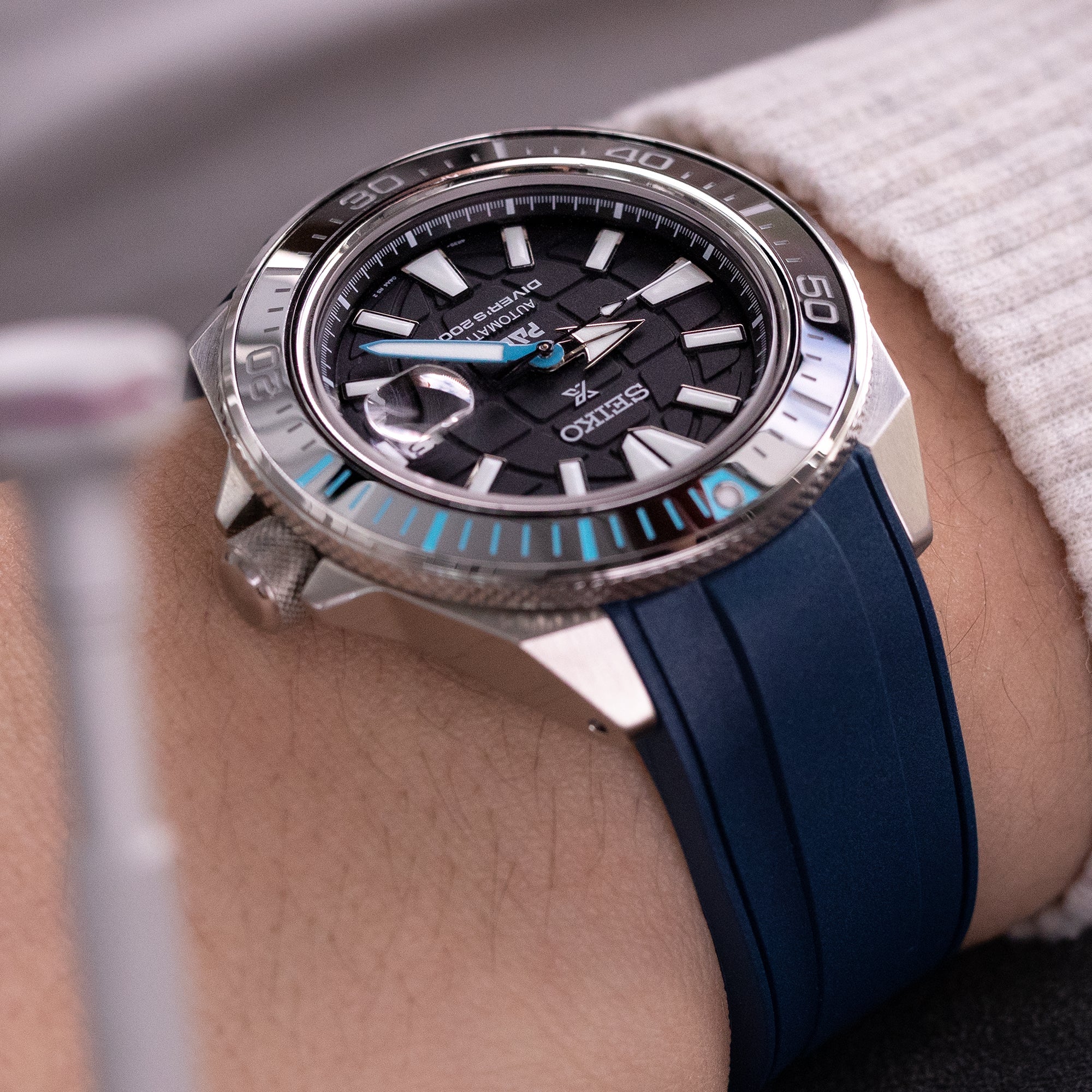 StrapXPro - SRX1A Vulcanized Rubber Strap for Seiko Samruai, King Samruai, Blue