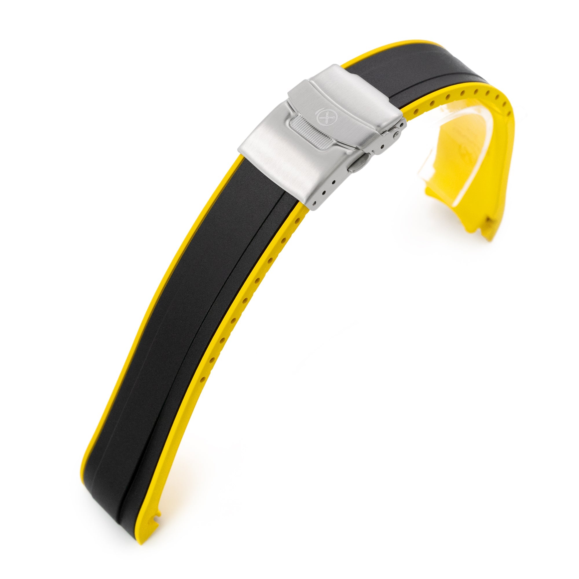 StrapXPro - SX1A Rubber Strap for Seiko SKX007, Black / Yellow