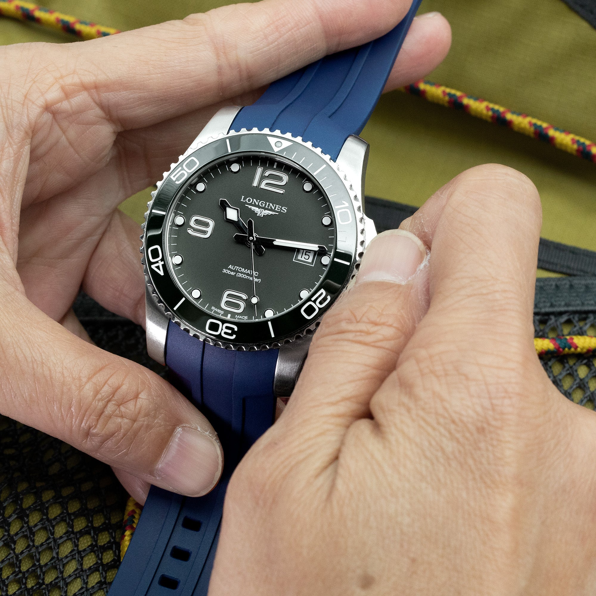 StrapXPro Premium Series - LXH1C Rubber Strap for Longines Hydroconquest Conquest Series Navy Blue
