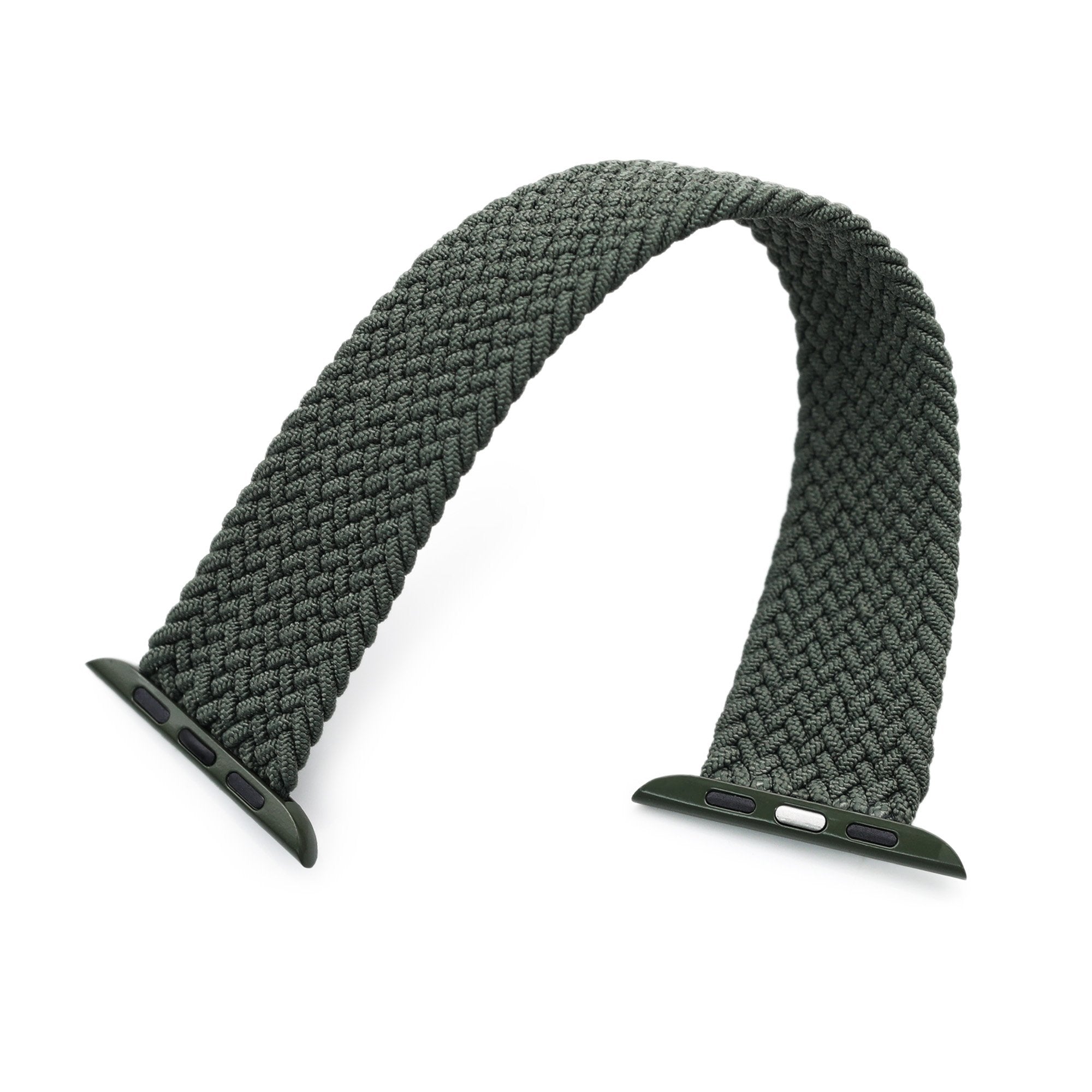 Stretchable Military Green Solo Loop Braided Watch Band compatible with Apple Watch 44mm / 42mm models