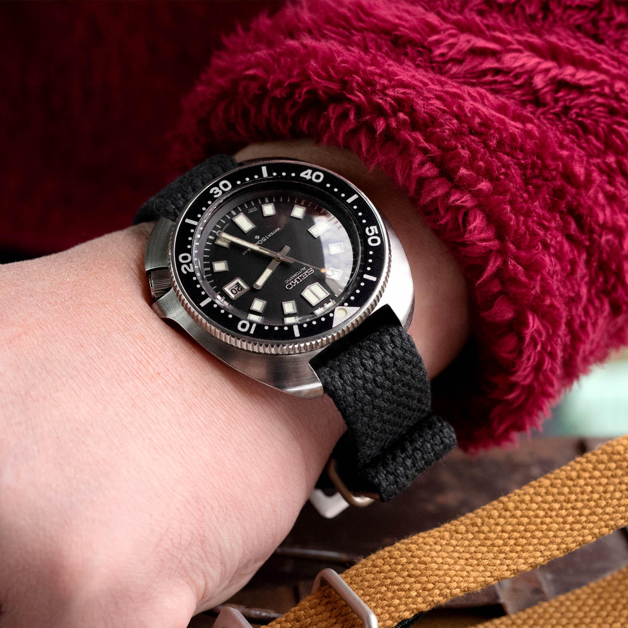 19mm Japanese Heavy Cotton Canvas Watch Strap, Black