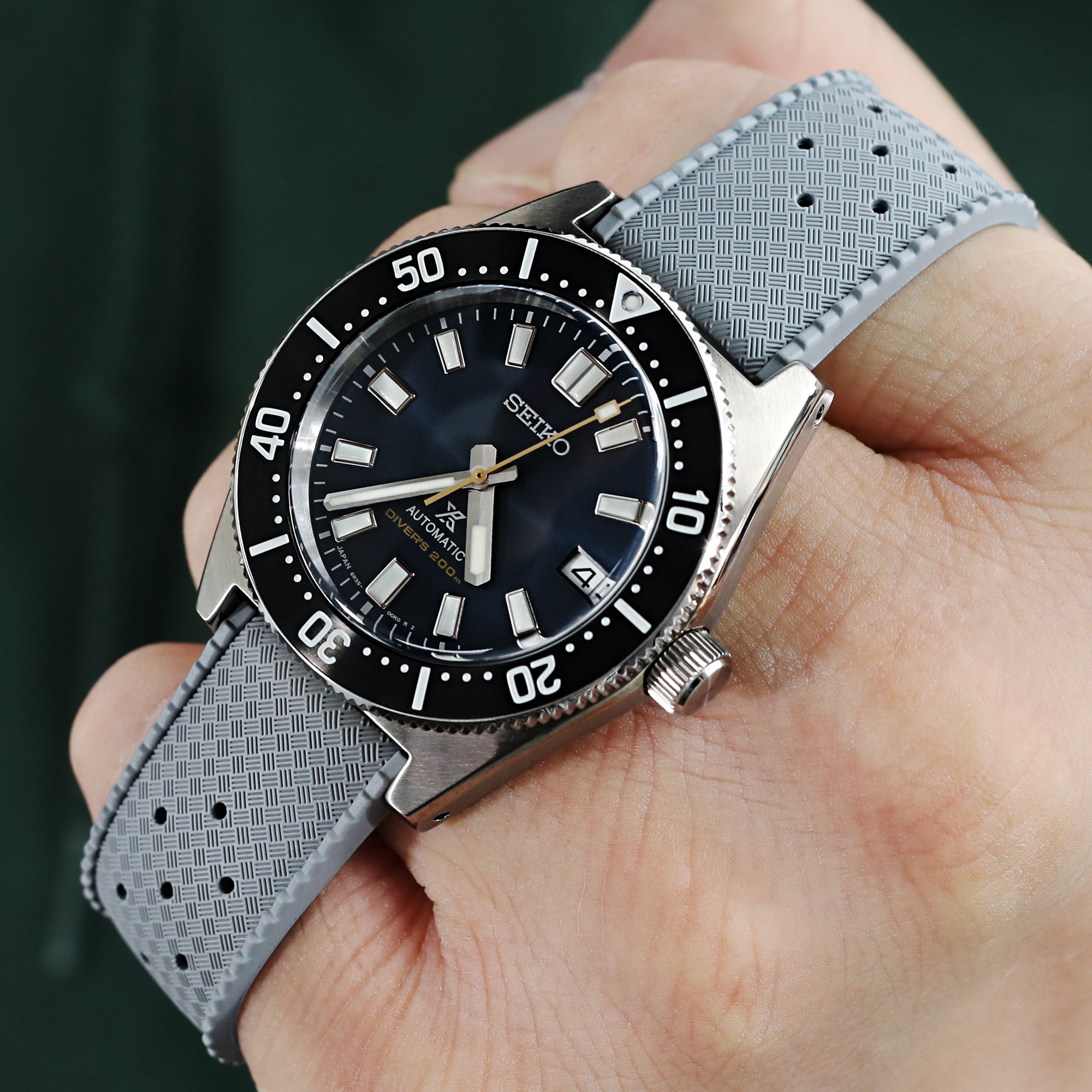 Quick Release Grey Tropical-Style Pro FKM rubber watch strap, 20mm or 22mm