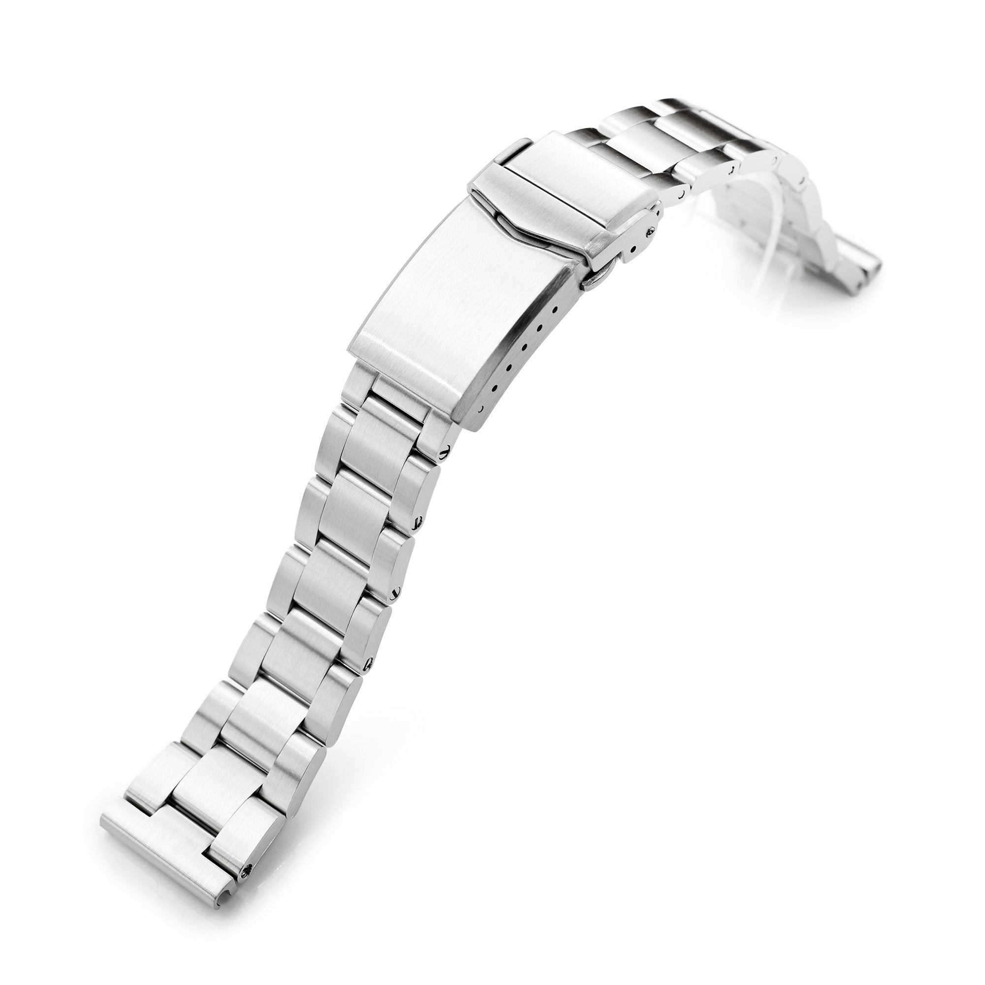 20mm Super Boyer Watch Band Straight End, 316L Stainless Steel Brushed V-Clasp