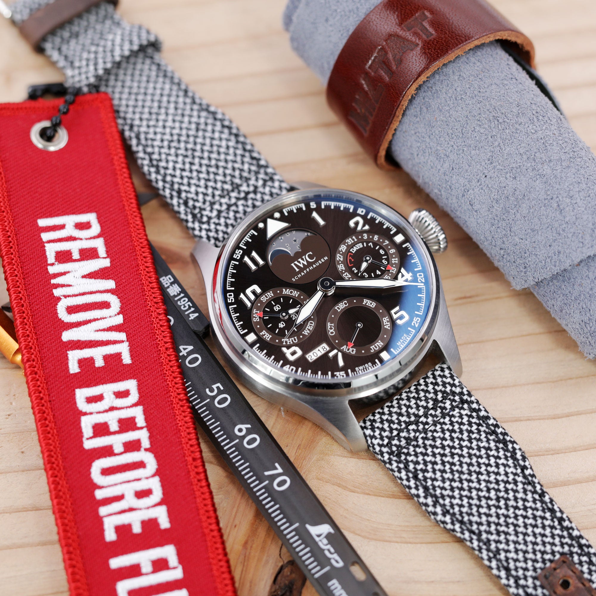 Q.R. Pilot watch strap 20mm or 22mm Revive Watch Band in Black Mixed White