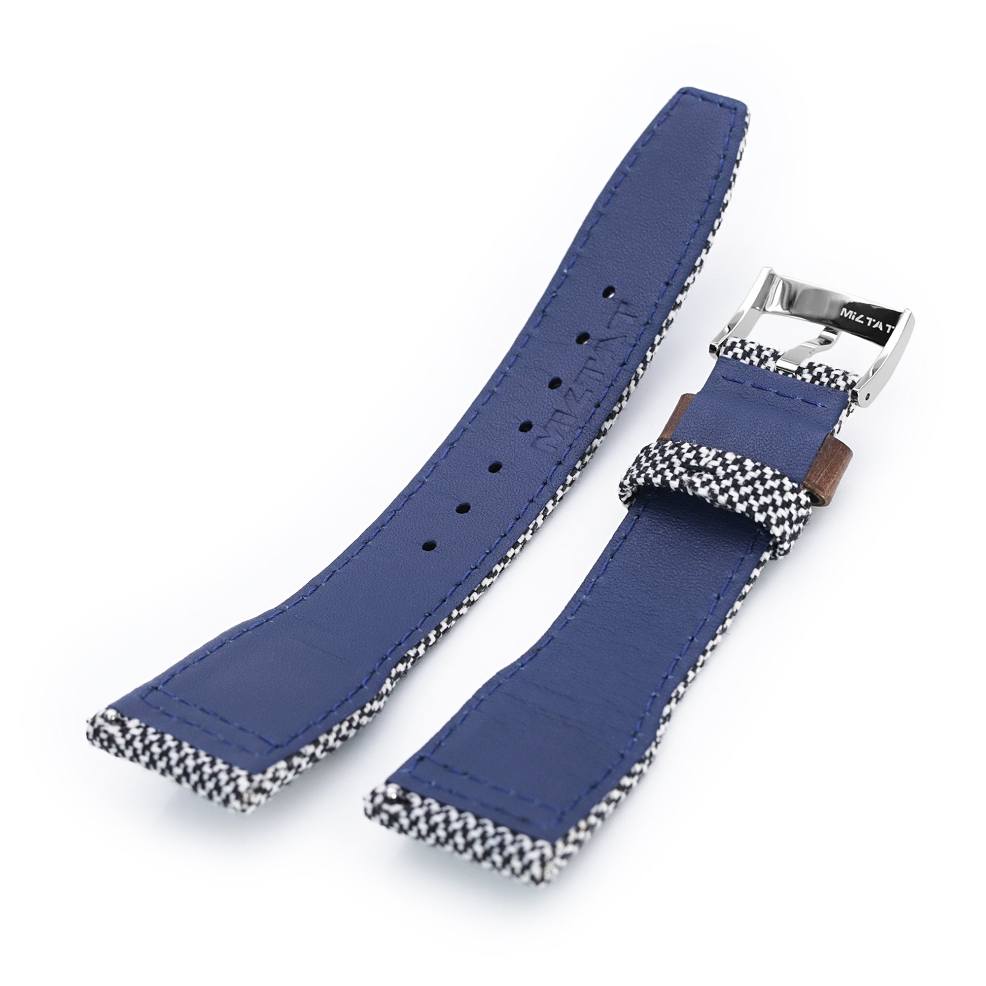 Q.R. Pilot watch strap 20mm or 22mm Revive Watch Band in Black Mixed White