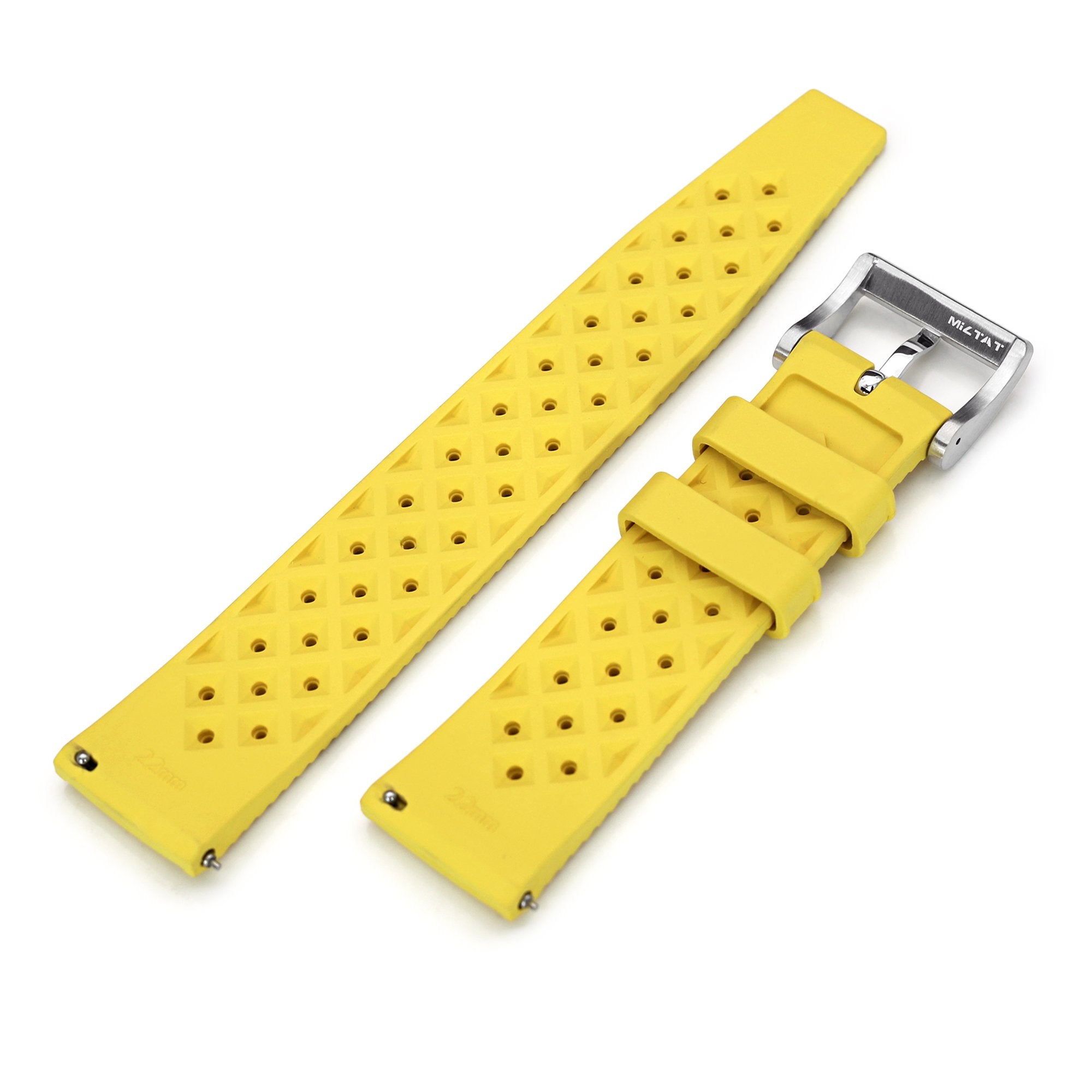 Quick Release Yellow Tropical-Style Pro FKM rubber watch strap, 20mm or 22mm