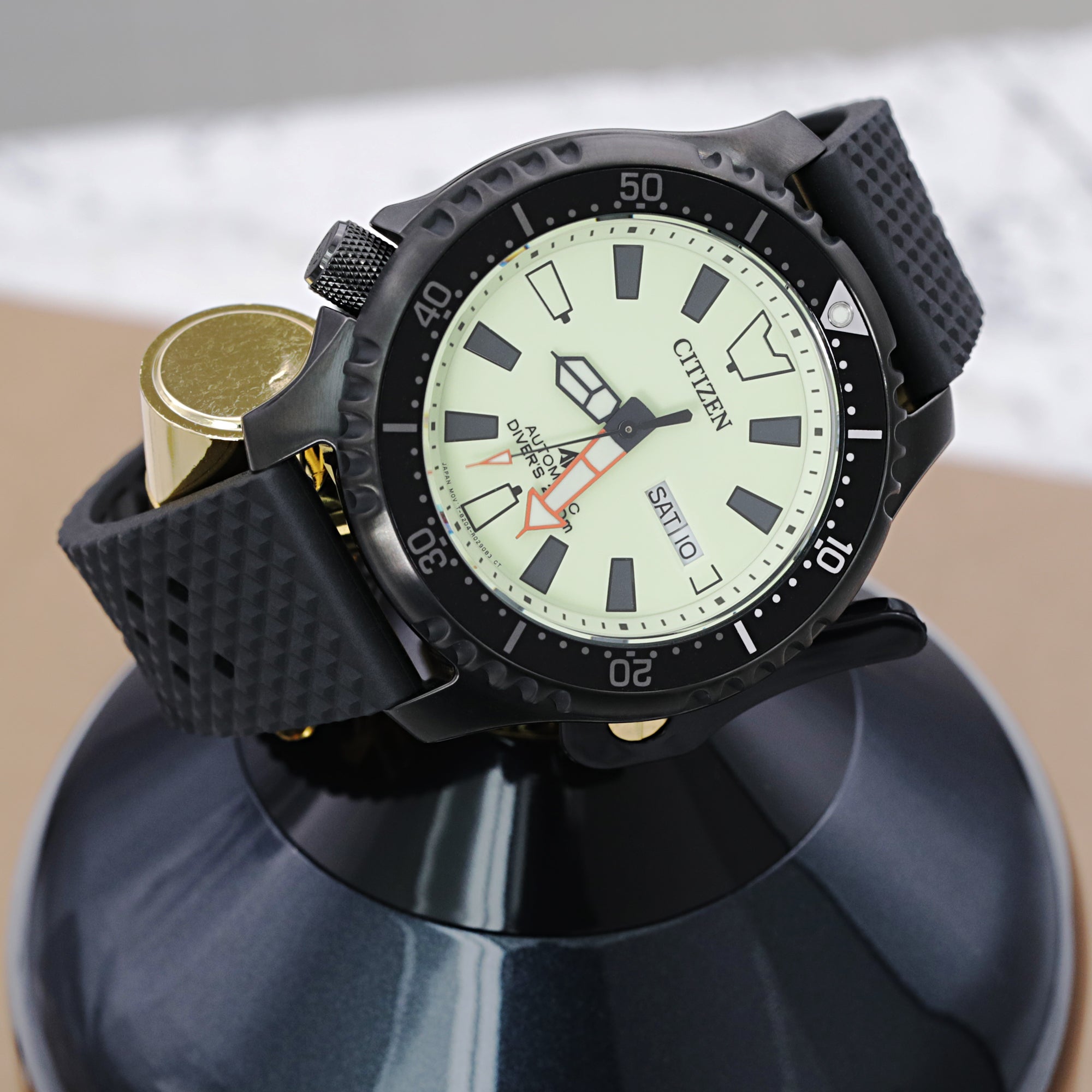 Rhombus Black FKM Quick Release rubber watch strap, 20mm