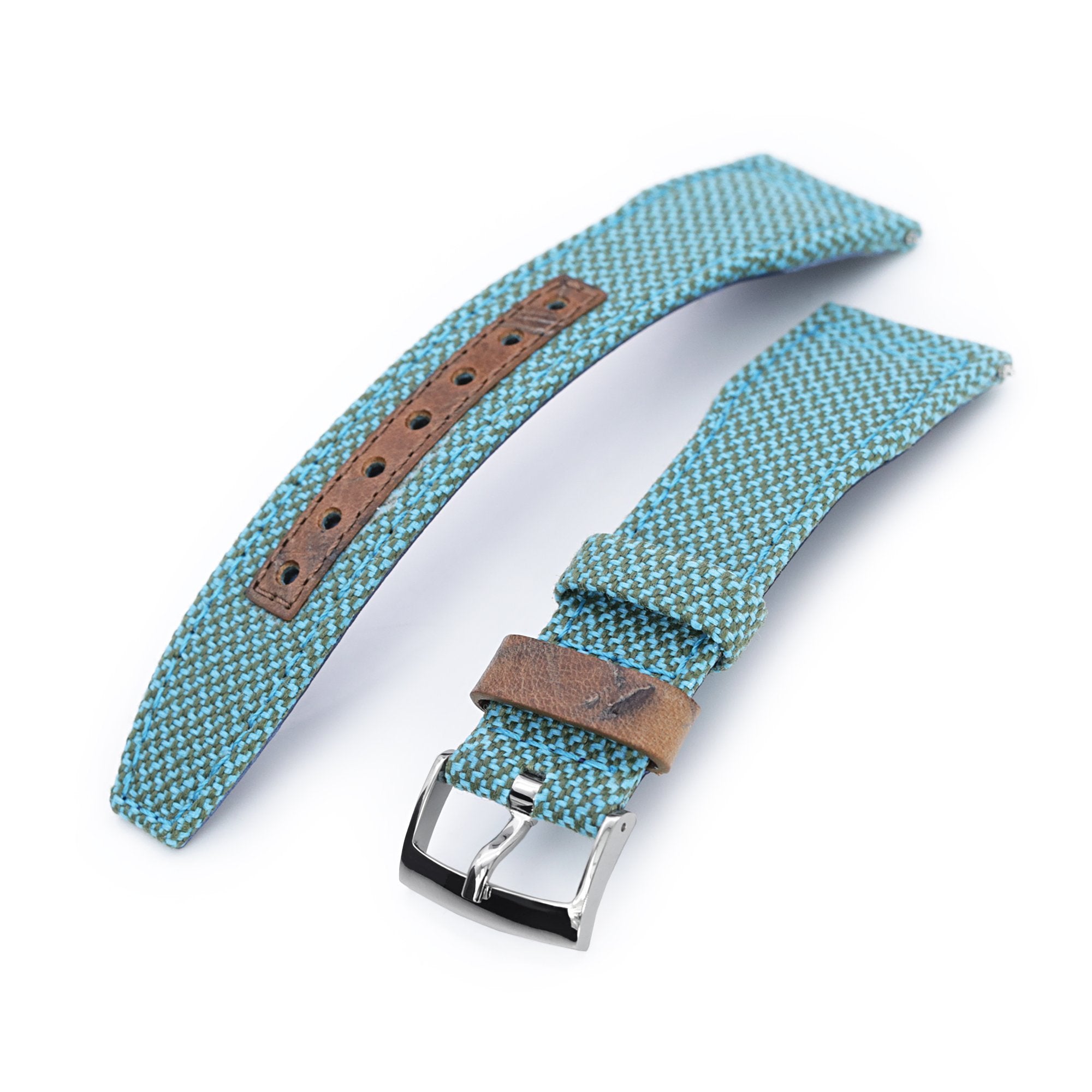 Q.R. Pilot watch strap 20mm or 22mm Revive Watch Band in Blue Mixed Green