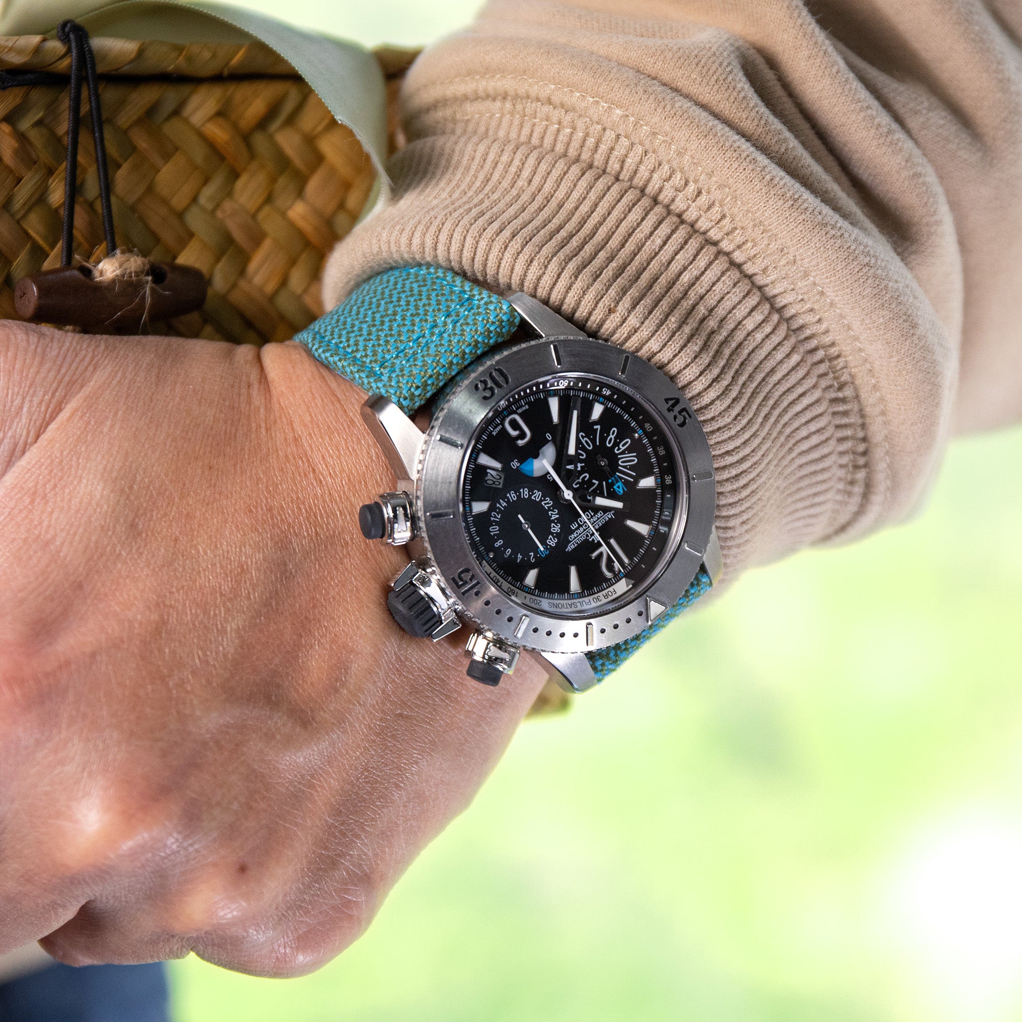 Q.R. Pilot watch strap 20mm or 22mm Revive Watch Band in Blue Mixed Green