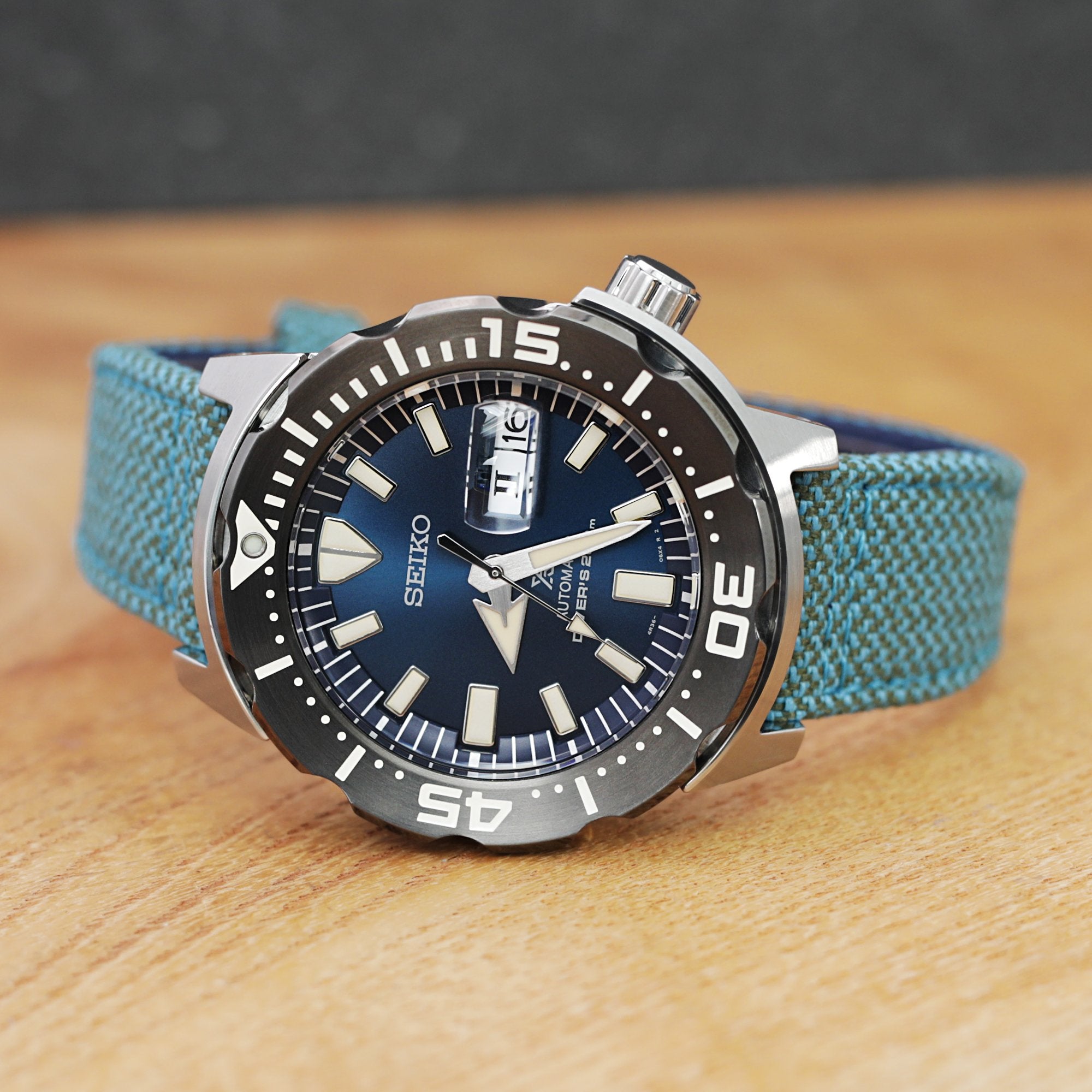 Q.R. Pilot watch strap 20mm or 22mm Revive Watch Band in Blue Mixed Green
