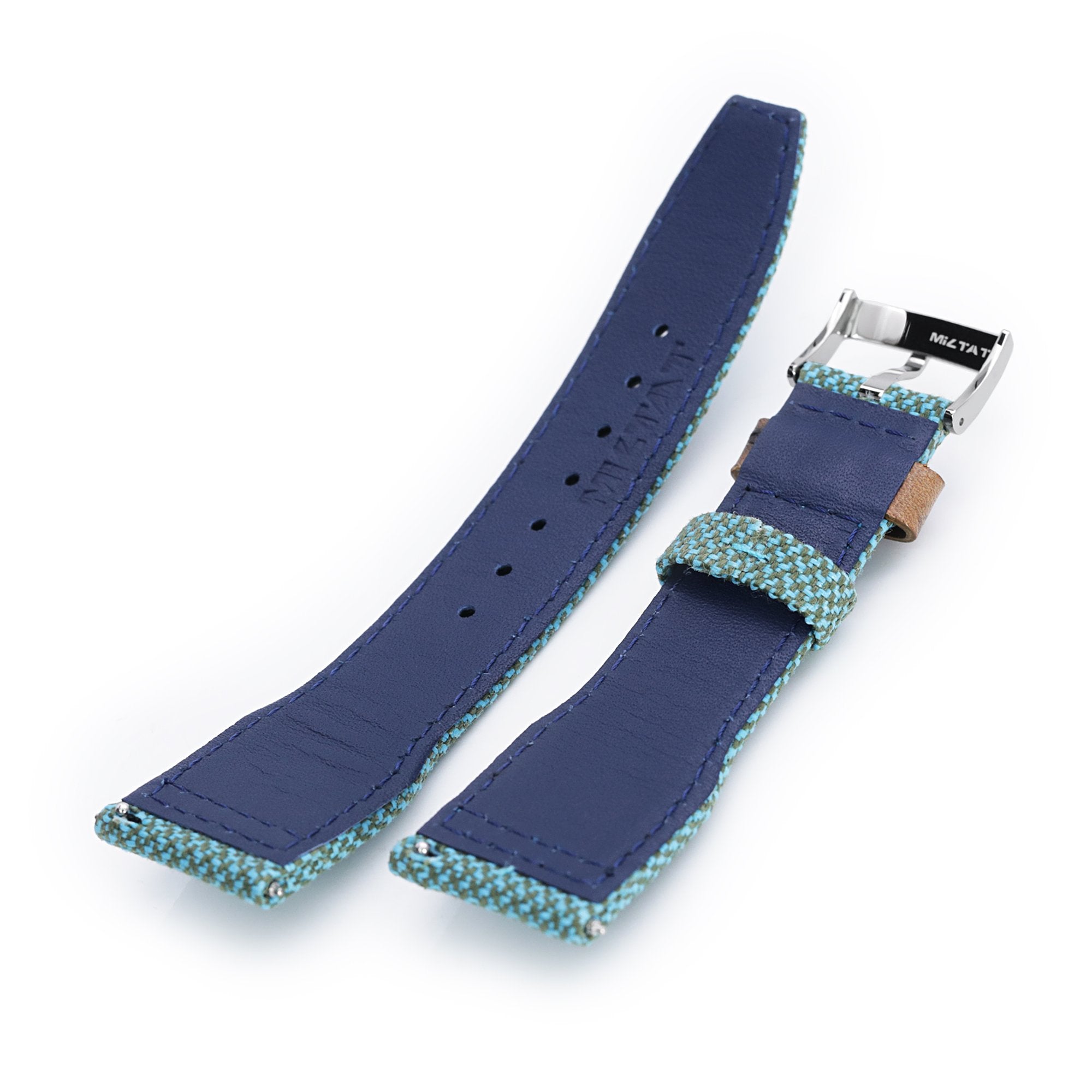 Q.R. Pilot watch strap 20mm or 22mm Revive Watch Band in Blue Mixed Green