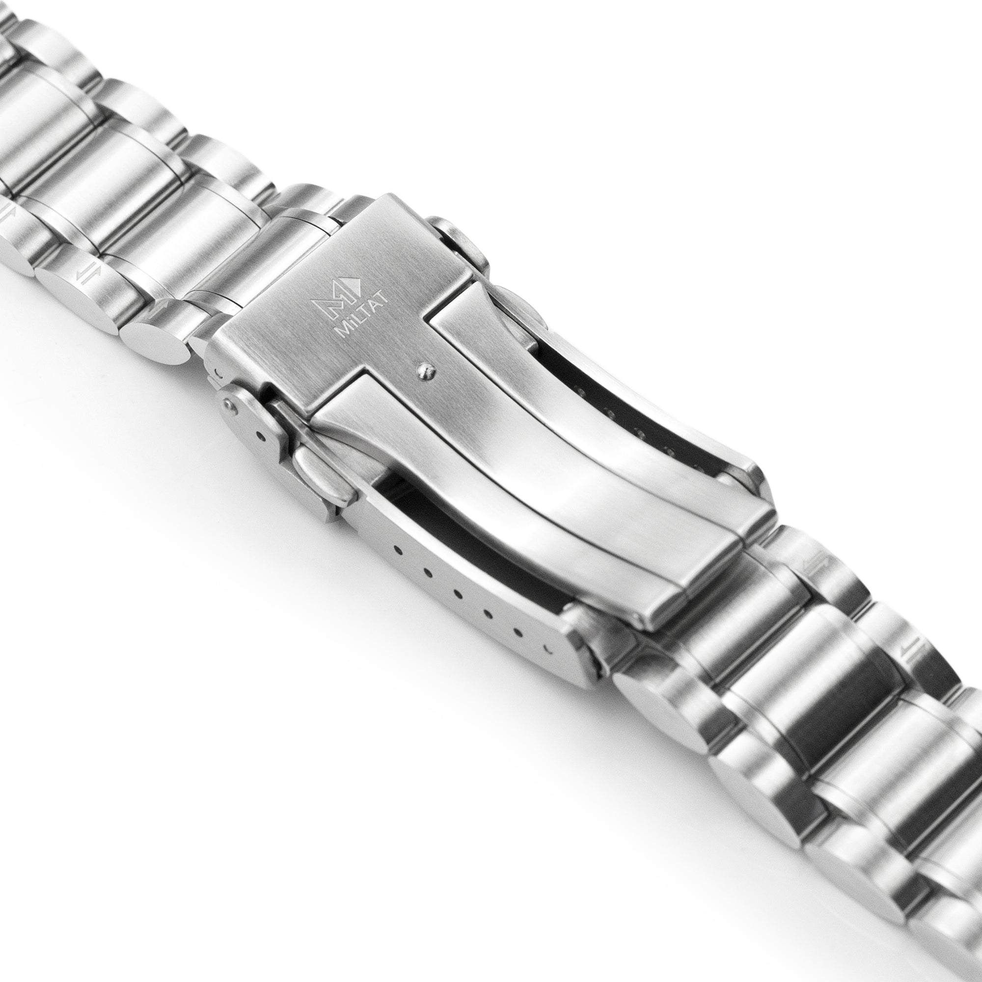 20mm or 22mm Entwine (Pull-Twist) QR Watch Band Straight End Quick Release, 316L Stainless Steel Brushed V-Clasp