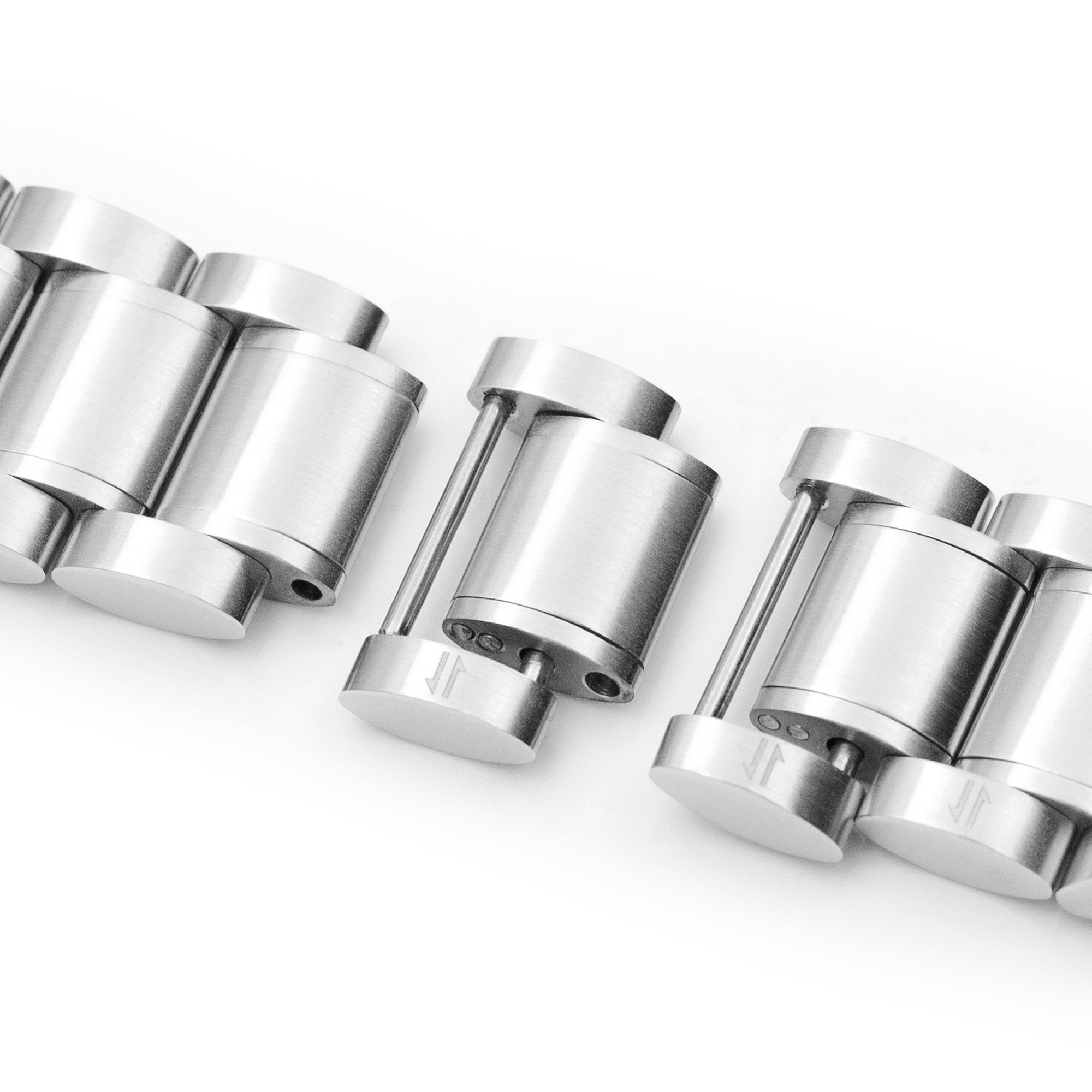 20mm or 22mm Entwine (Pull-Twist) QR Watch Band Straight End Quick Release, 316L Stainless Steel Brushed V-Clasp