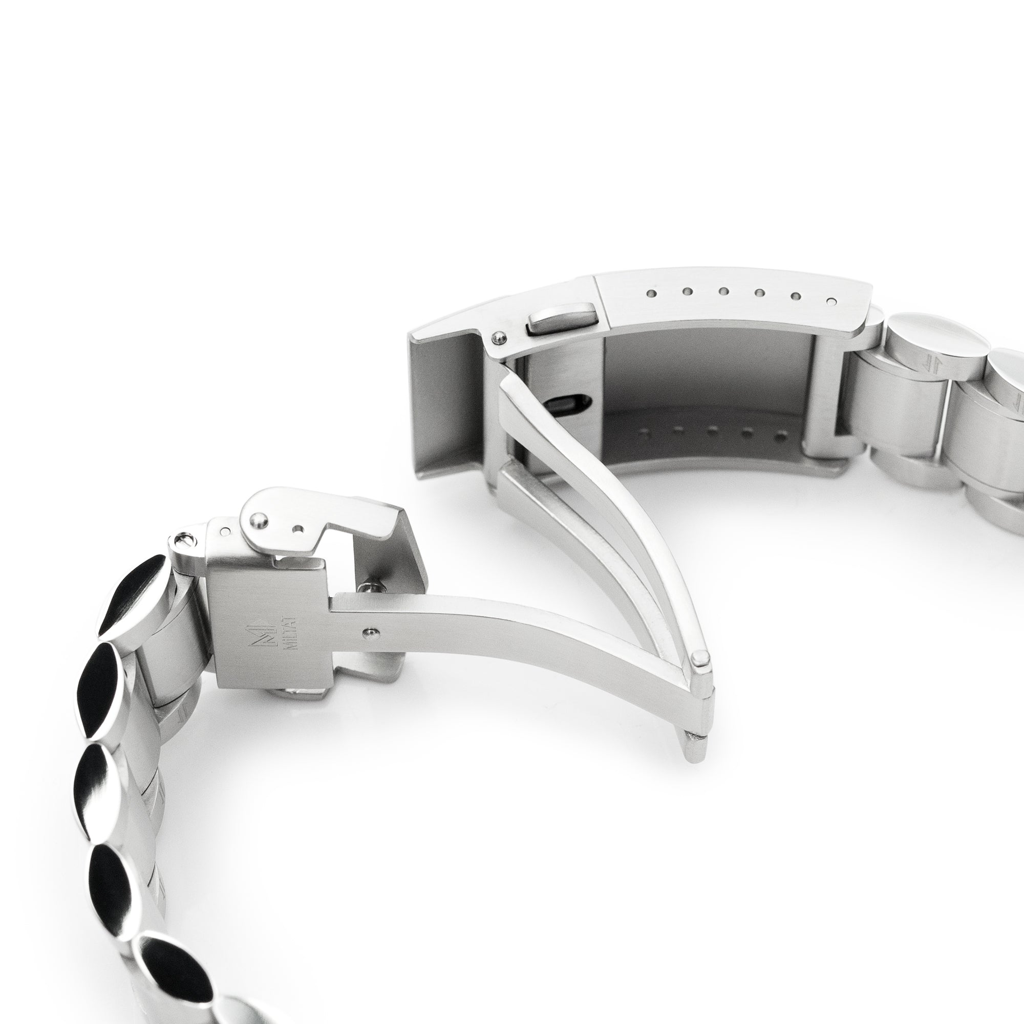 20mm or 22mm Entwine (Pull-Twist) QR Watch Band Straight End Quick Release, 316L Stainless Steel Brushed V-Clasp