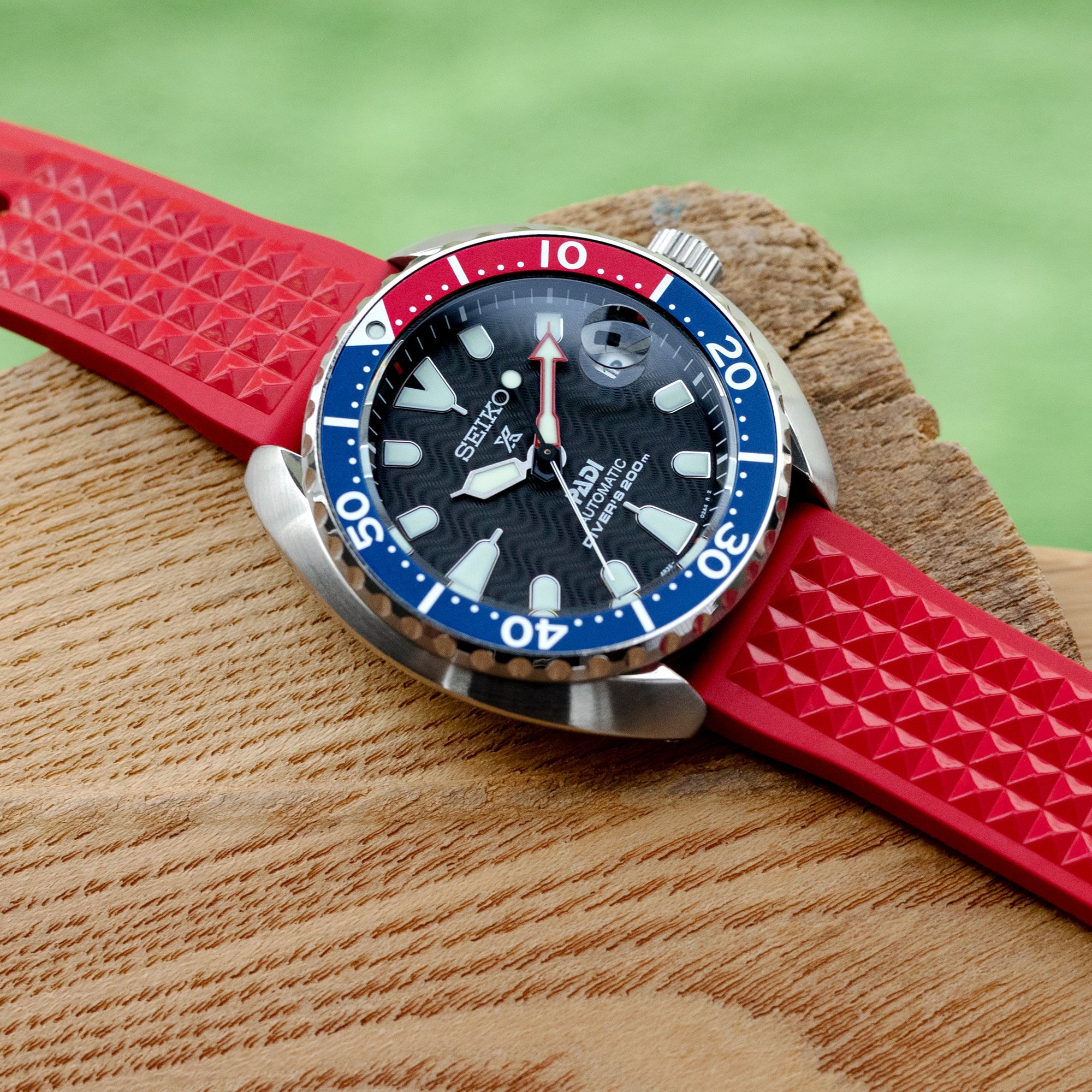 Chaffle Red FKM Rubber watch strap 20mm