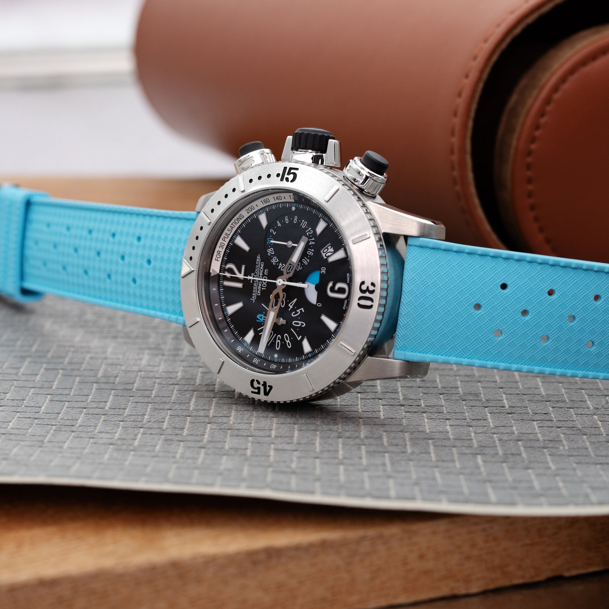 Quick Release Sky Blue Tropical-Style Pro FKM rubber watch strap, 18mm, 20mm or 22mm