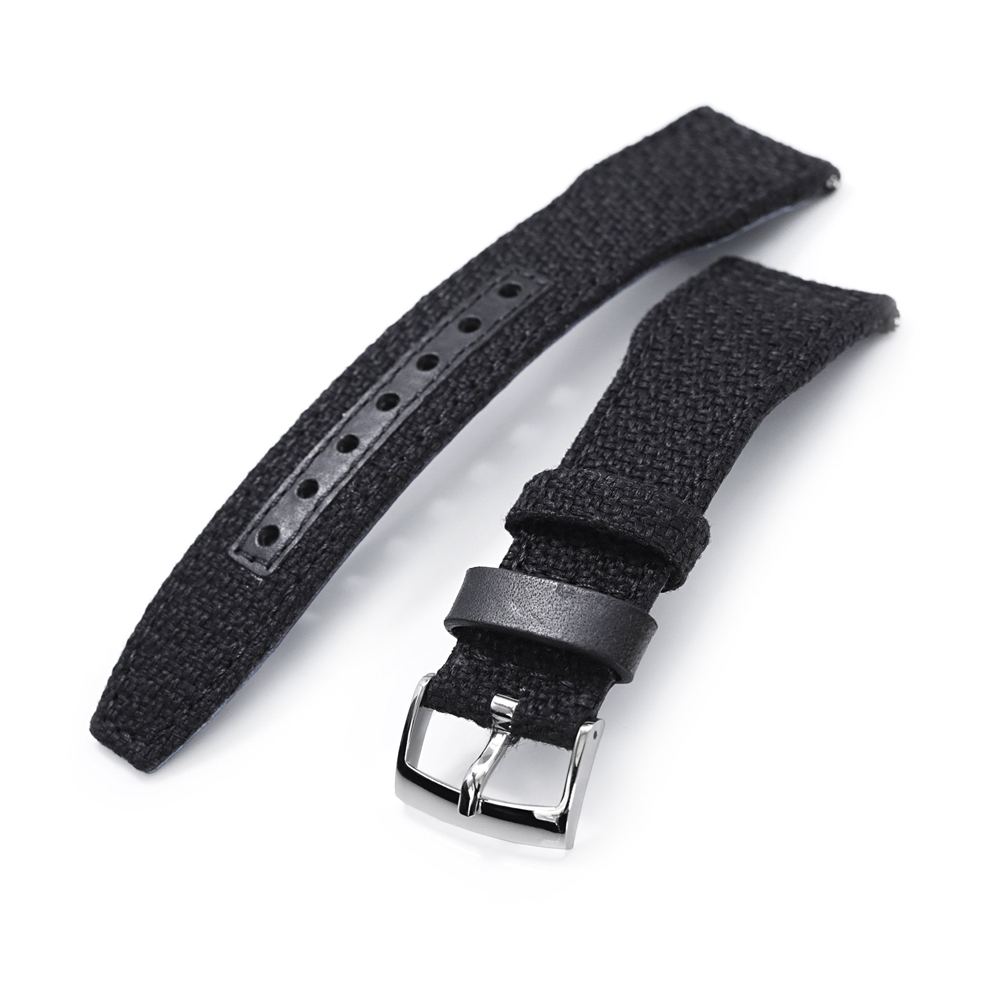 Q.R. Pilot watch strap 20mm or 22mm Revive Watch Band in Black