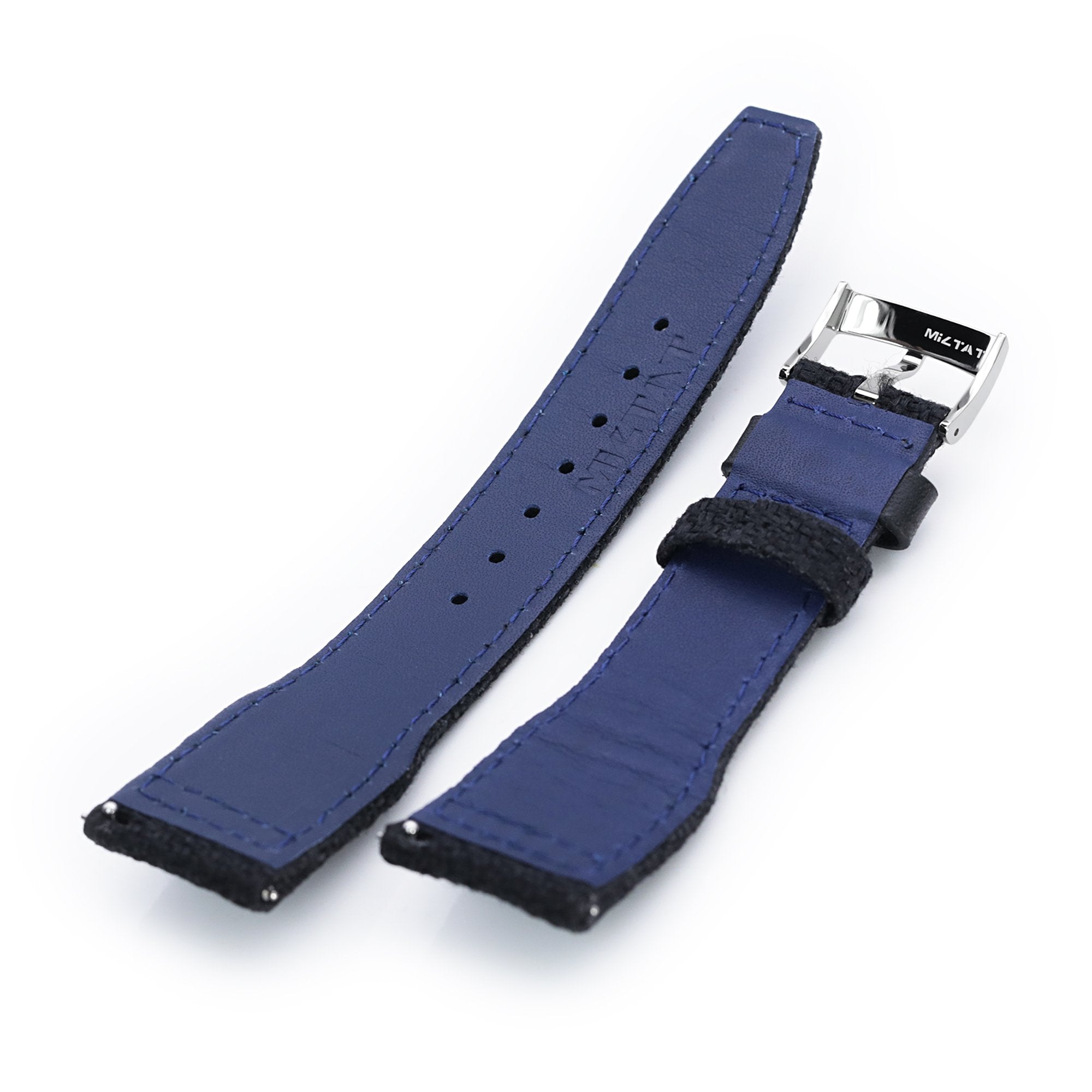Q.R. Pilot watch strap 20mm or 22mm Revive Watch Band in Black
