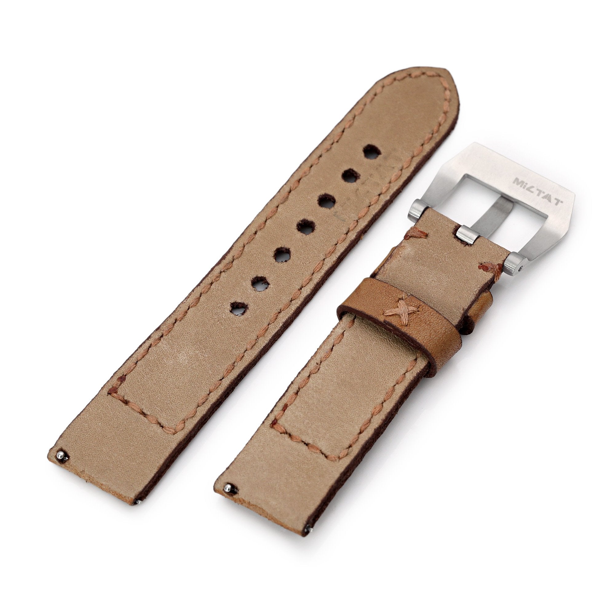 20mm or 21mm Gunny X MT '74' Light Brown Handmade Quick Release Leather Watch Strap #41