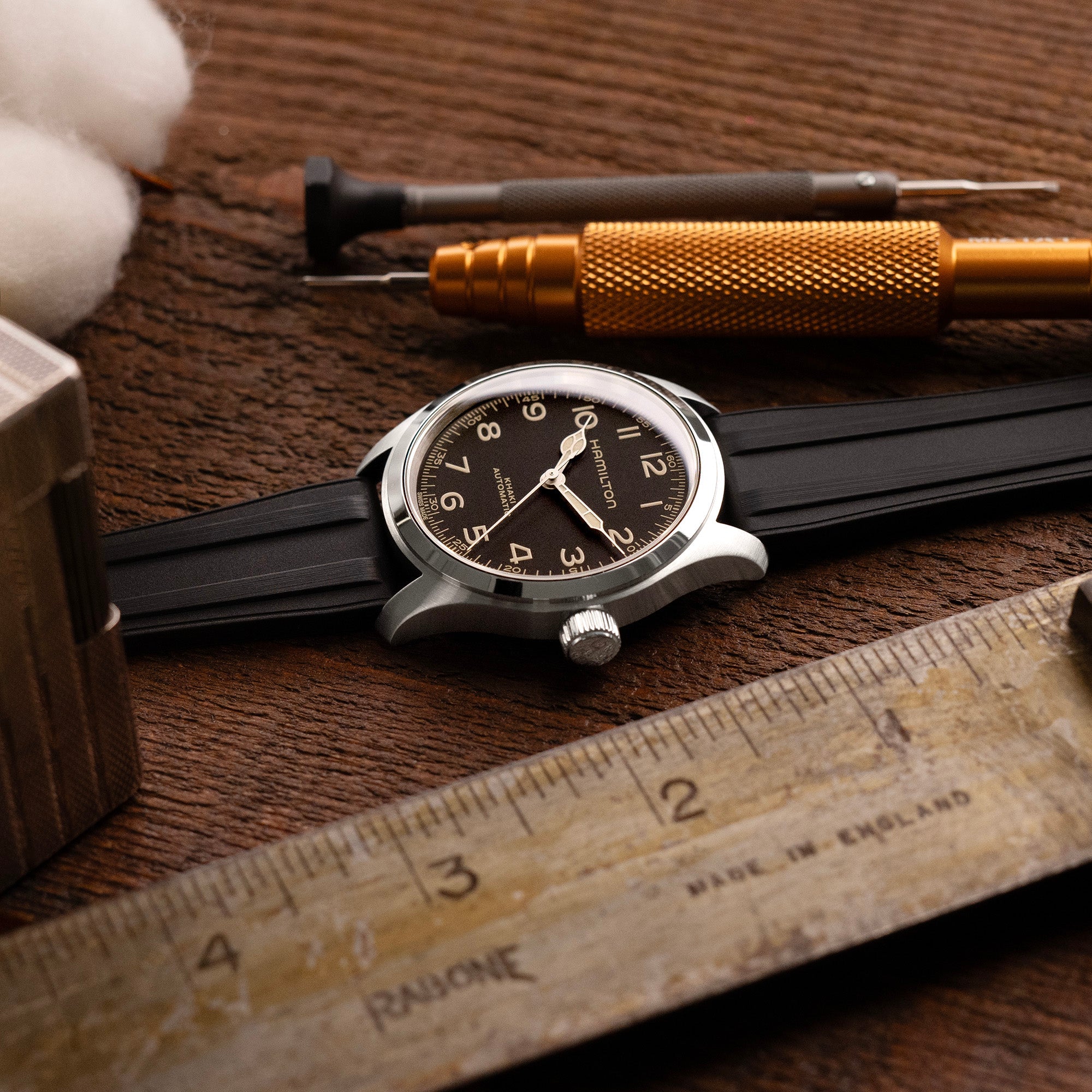 20mm Quick Release FKM28 Black FKM Rubber watch strap