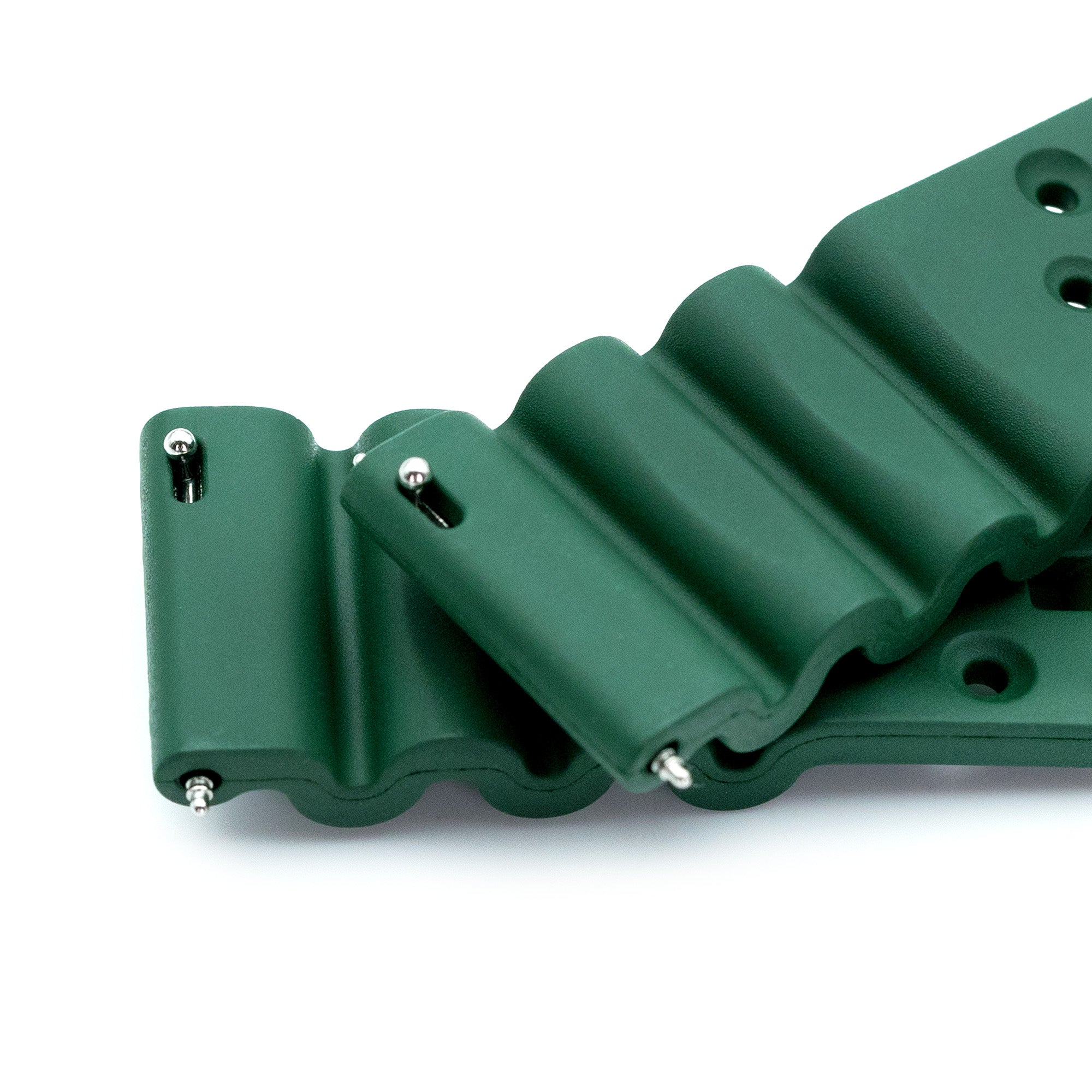 20mm Quick Release Dark Green Diver FKM Rubber Strap, Brushed